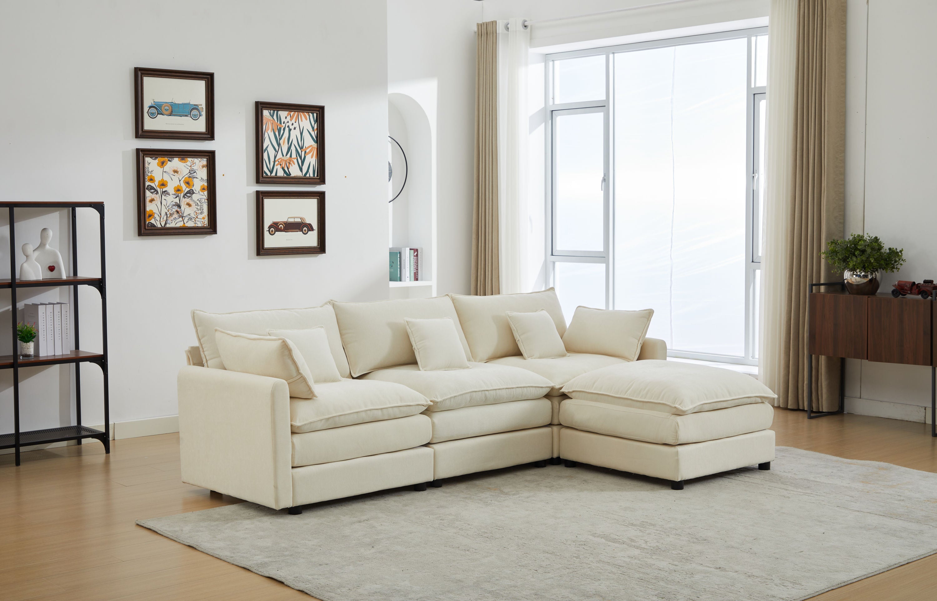Modern Modular L-Shaped Sectional Sofa with Ottoman