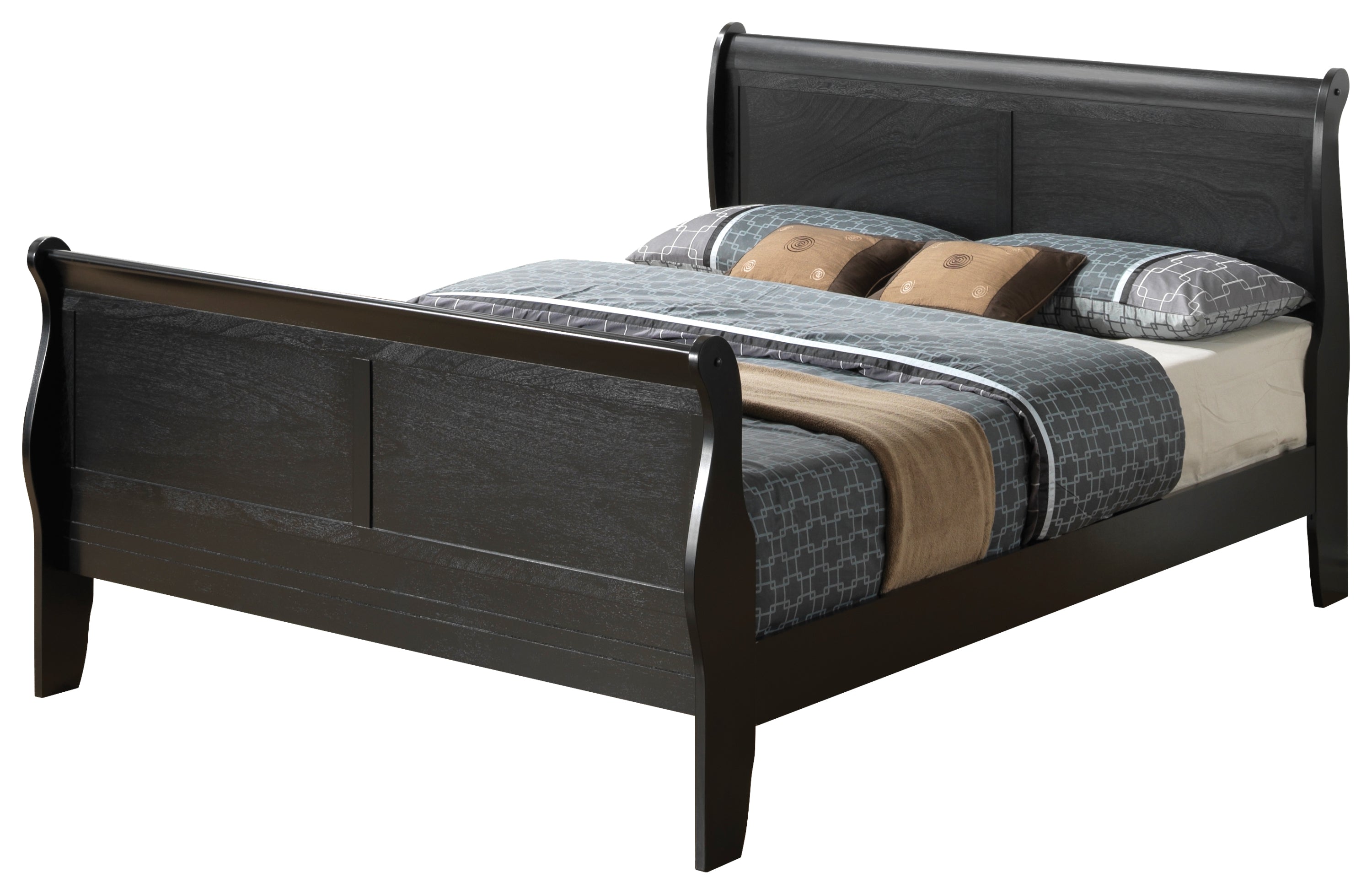 Sleek Black Traditional Full Bed | Elegant Bedroom Furniture