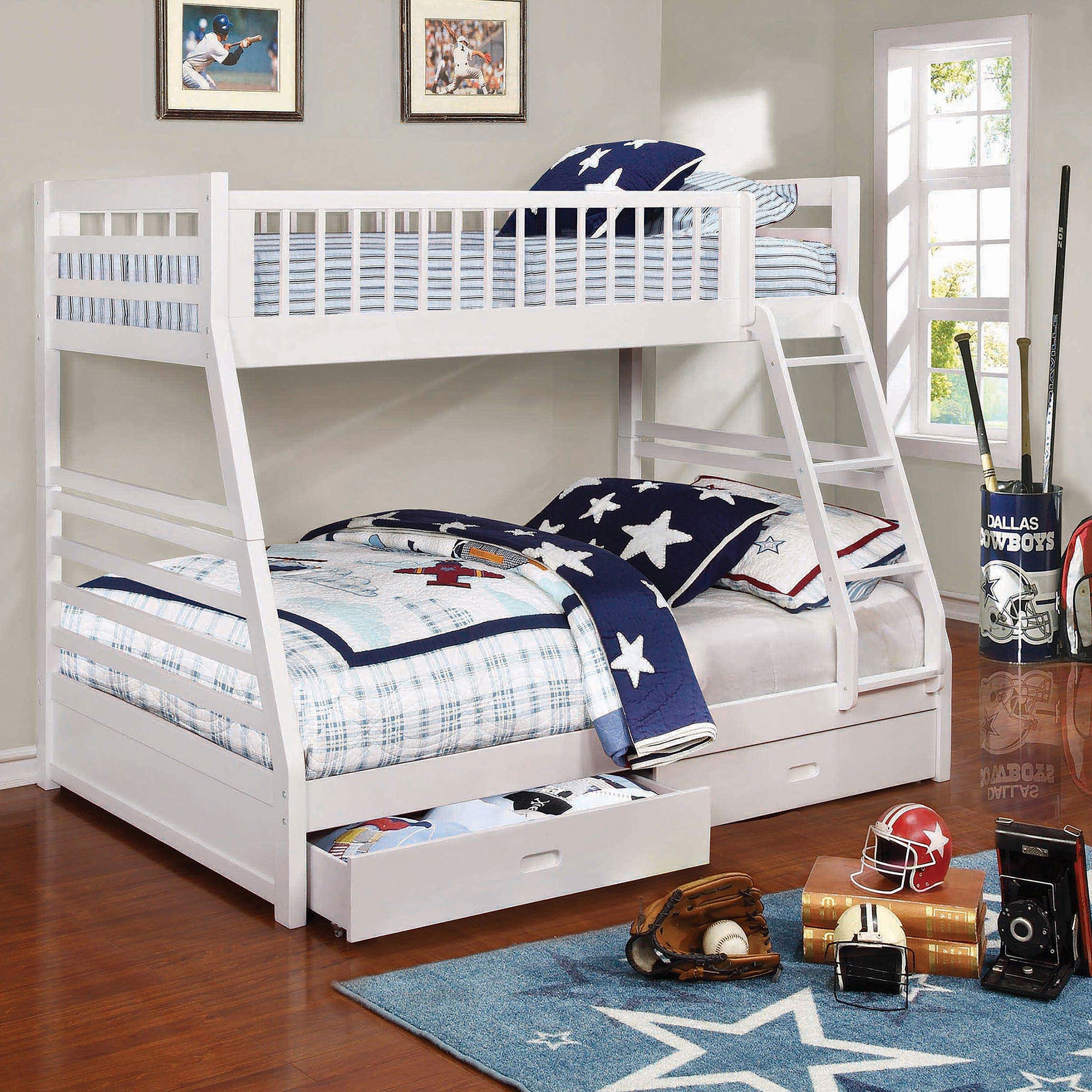 Newhall White Twin Over Full Bunk Bed with 2 Storage Drawers | Kids Room!