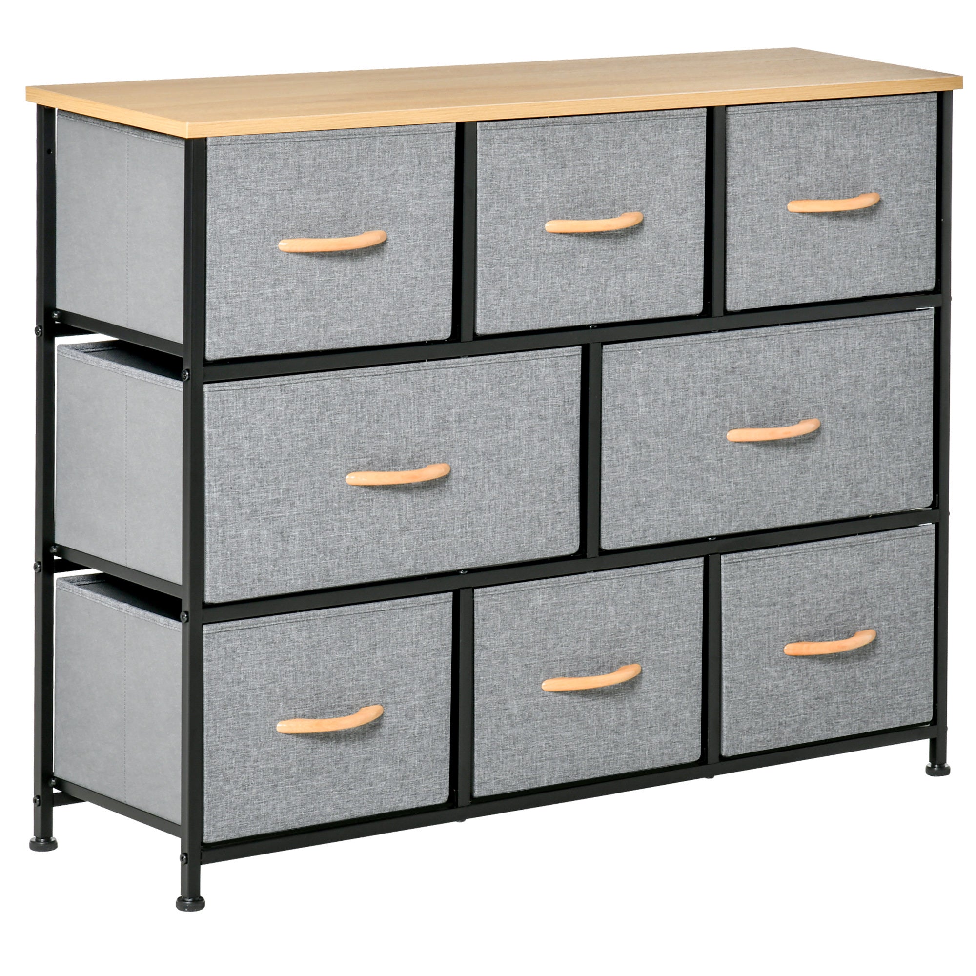 HOMCOM 8-Drawer Fabric Dresser Storage Chest Bedroom Grey