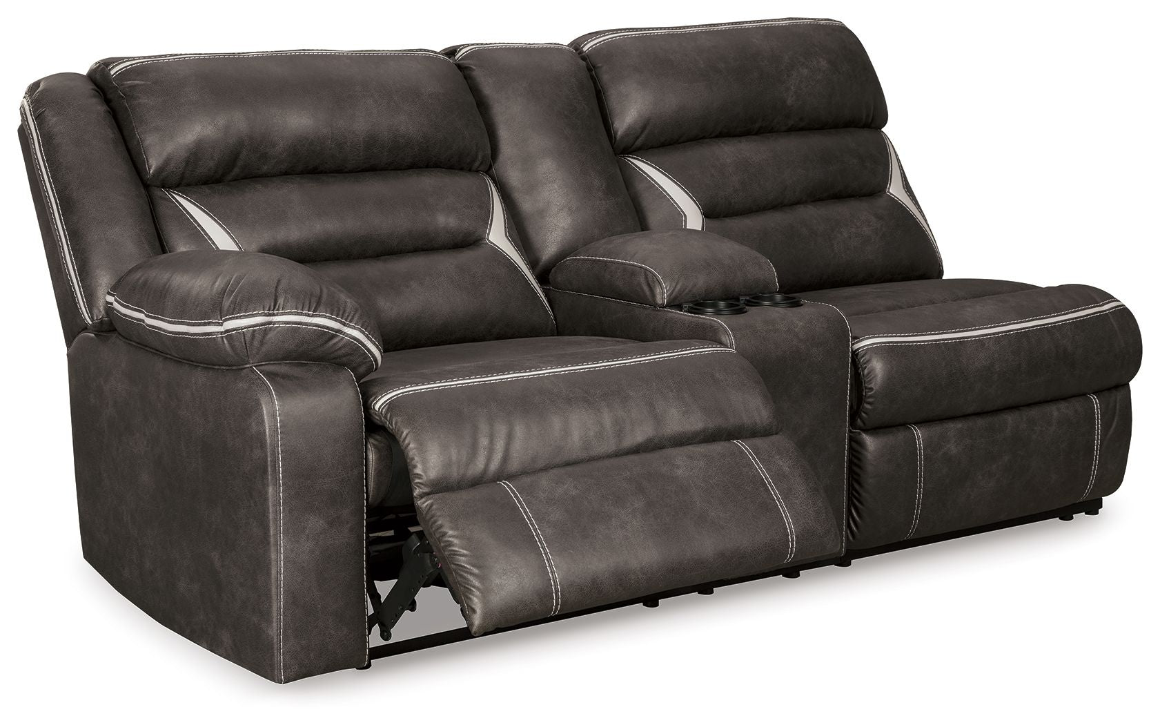 Kincord - Laf Rec Power Sofa W/Console - Midnight