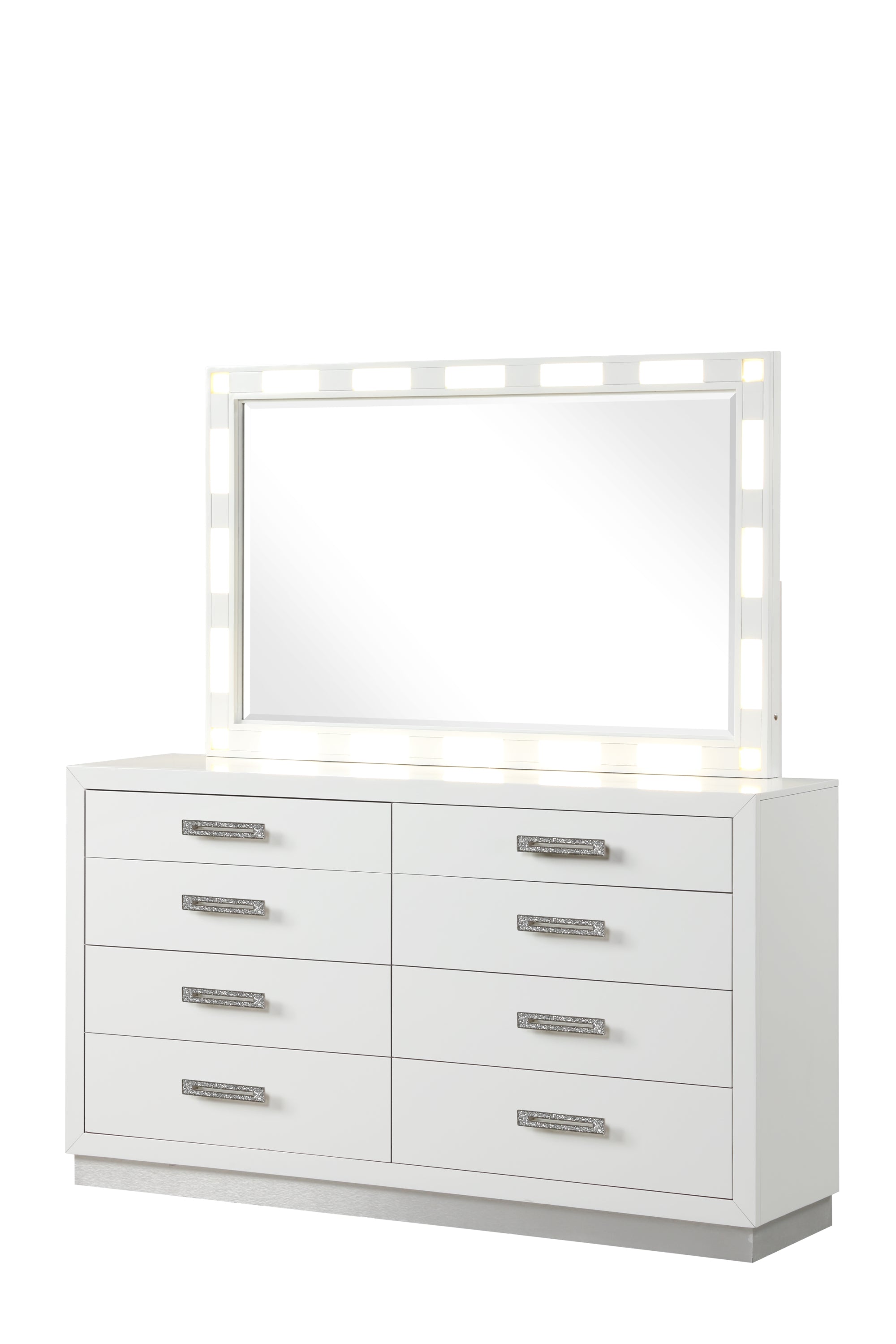 Modern Coco 8-Drawer Wood Dresser - Milky White