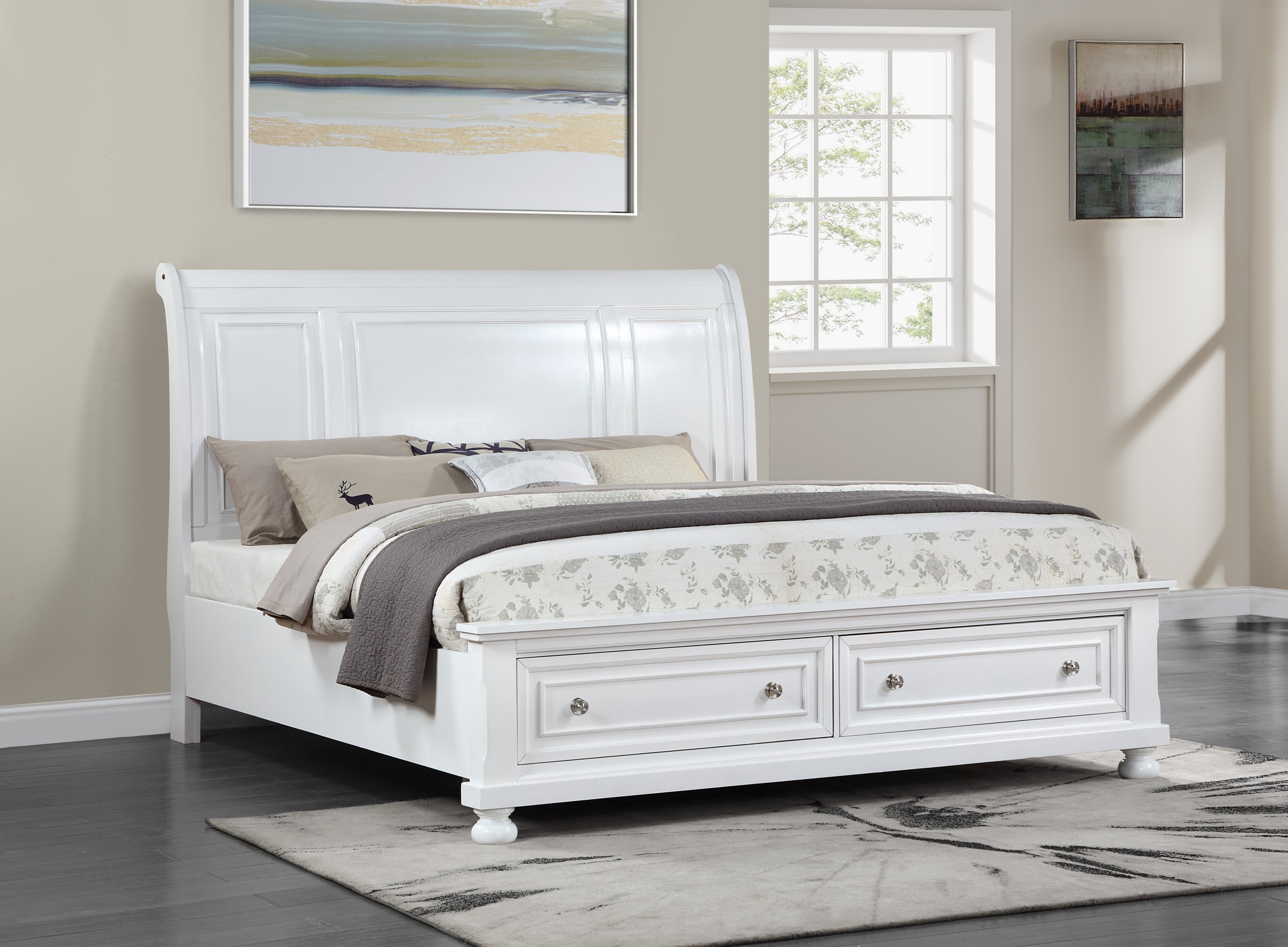 Meade G8975A-FB Full Bed, White Finish | Modern Bedroom Furniture