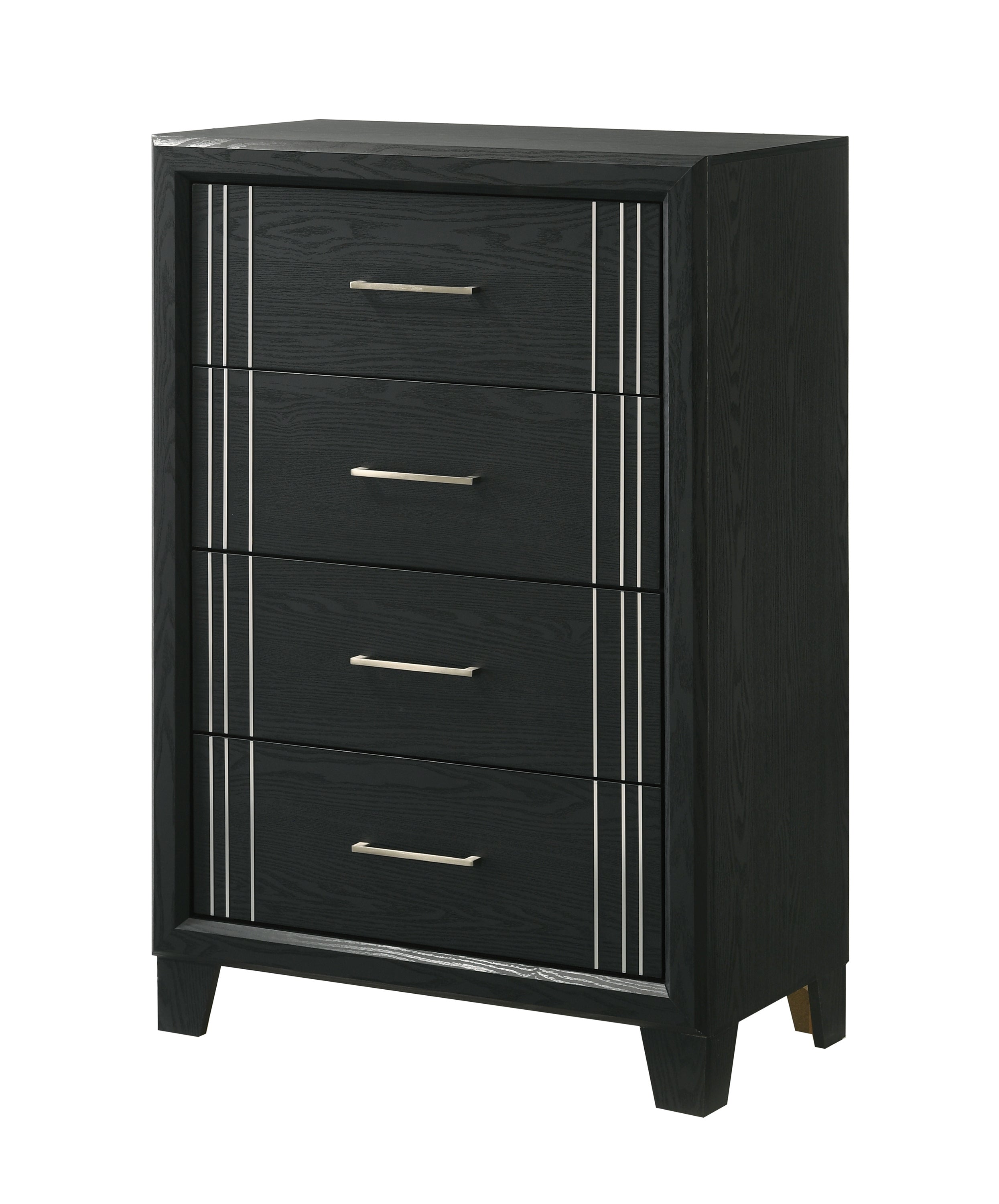 Charcoal Contemporary 4-Drawer Wooden Bedside Chest Cabinet
