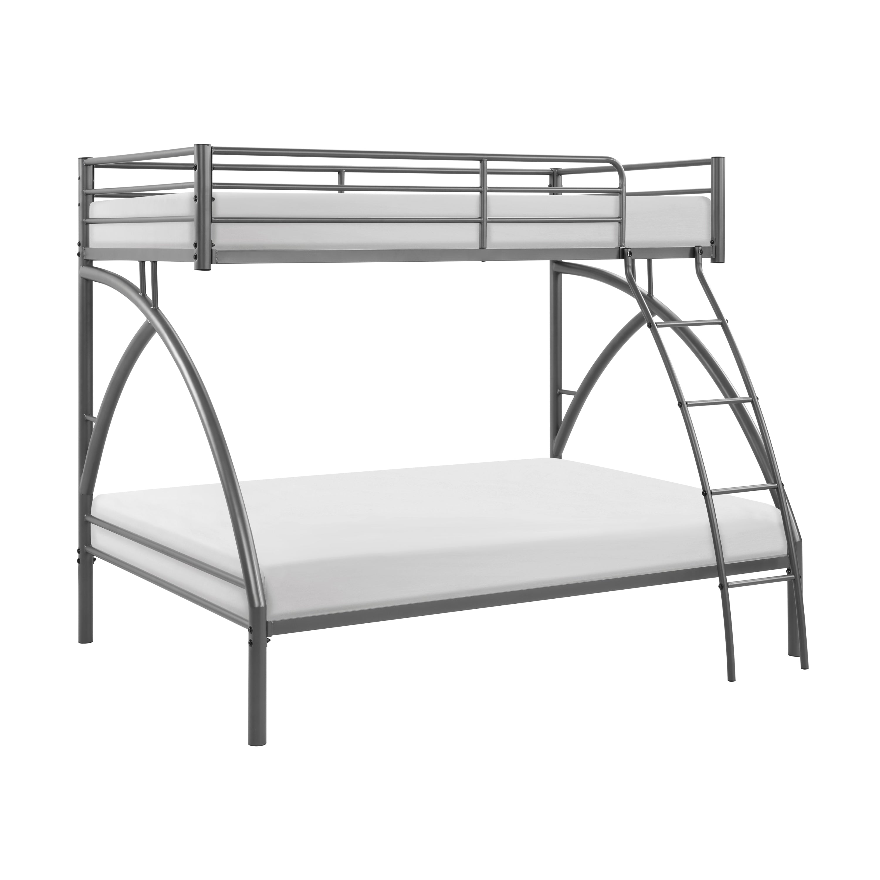 Gray Metal Twin/Full Bunk Bed - Youth Bedroom Furniture, Easy Assembly