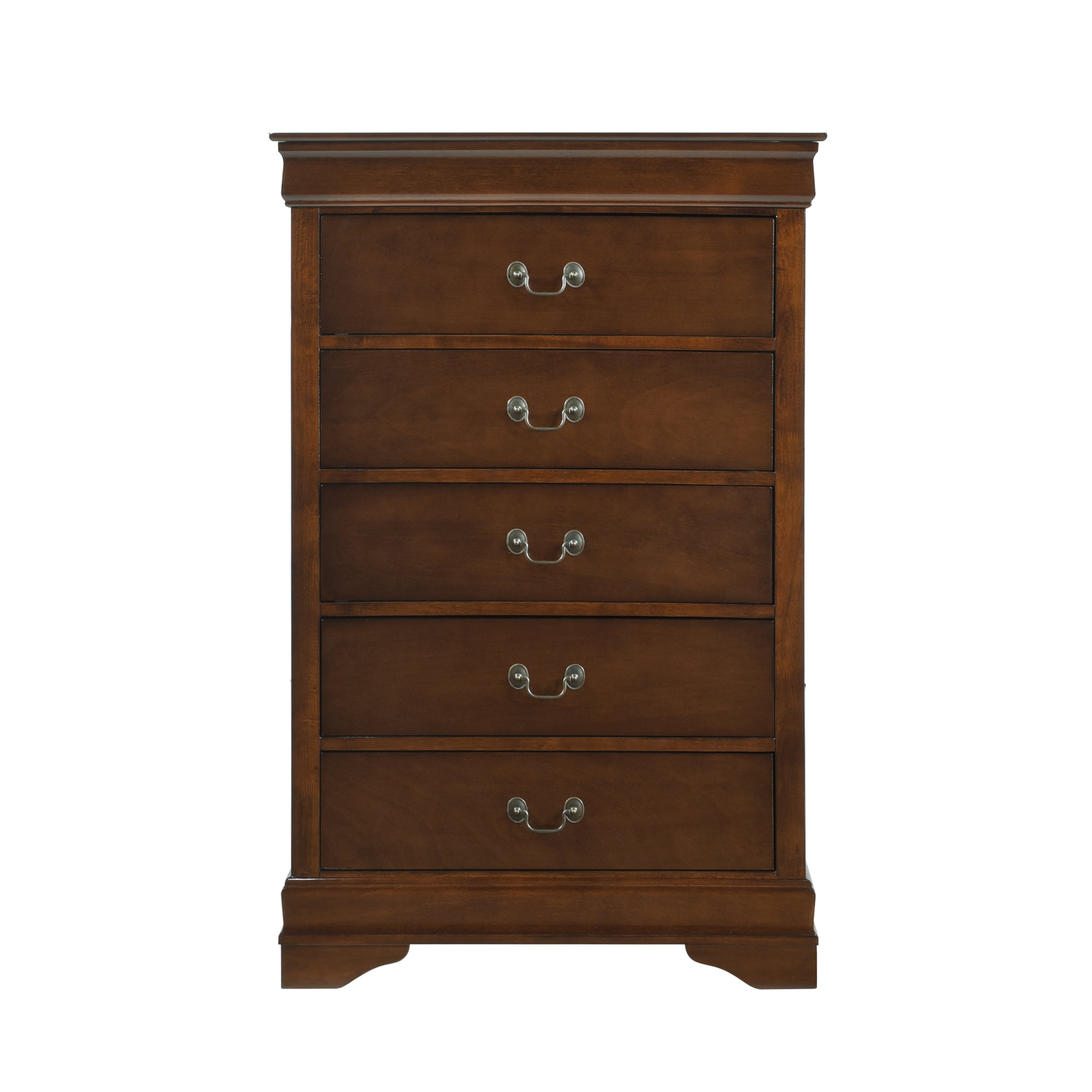 Traditional Brown Cherry 5-Drawer Bedroom Chest