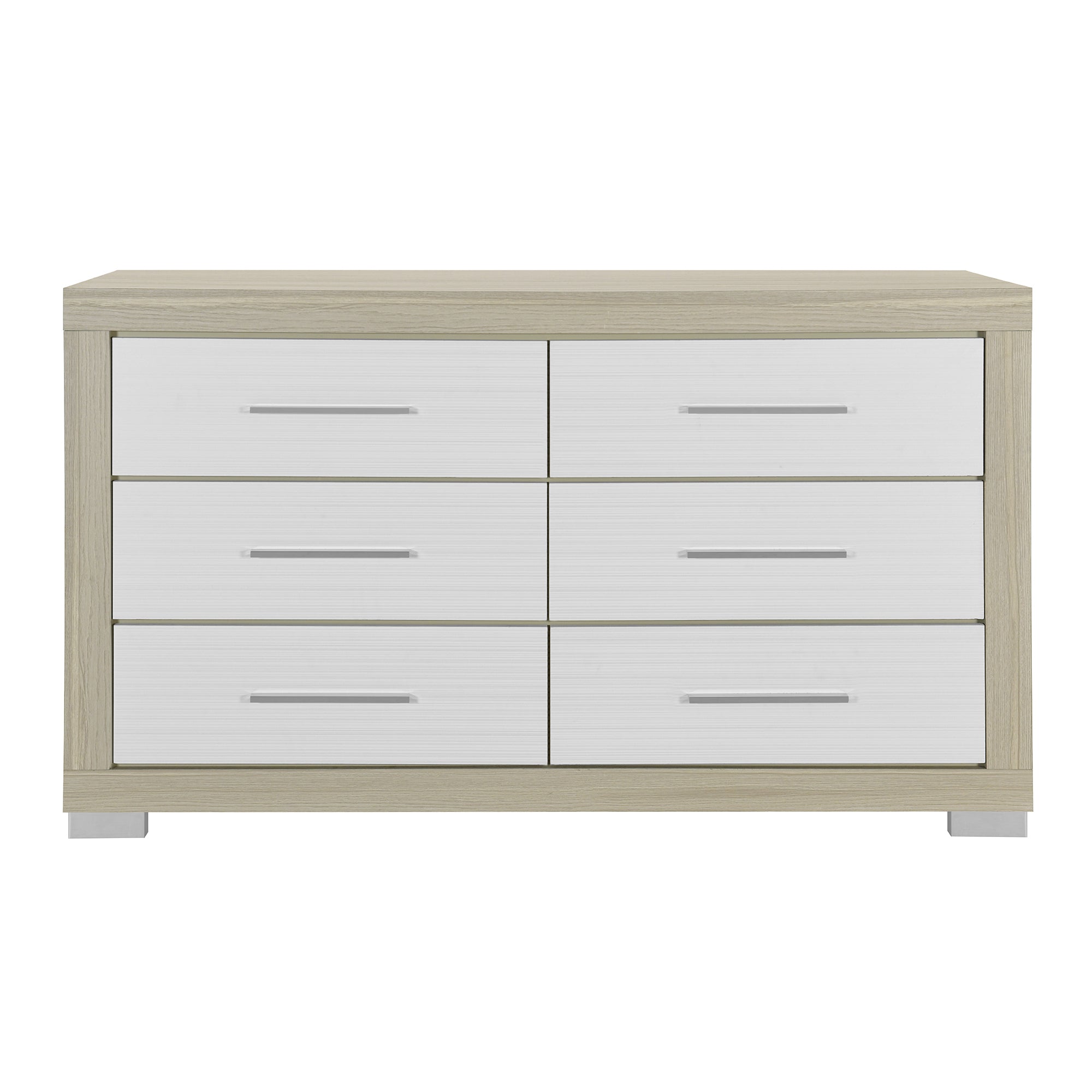 ELSA Natural & White Dresser - Two-Tone, Solid Wood, Bar Handles