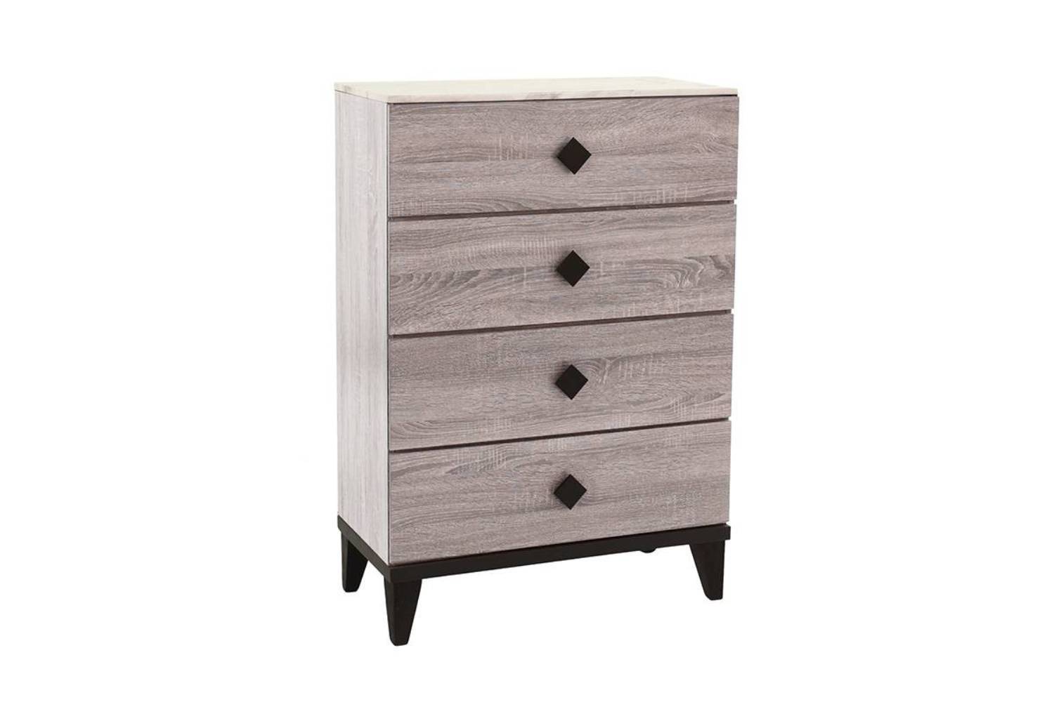 Modern Cream 4-Drawer Chest with Faux Marble Top