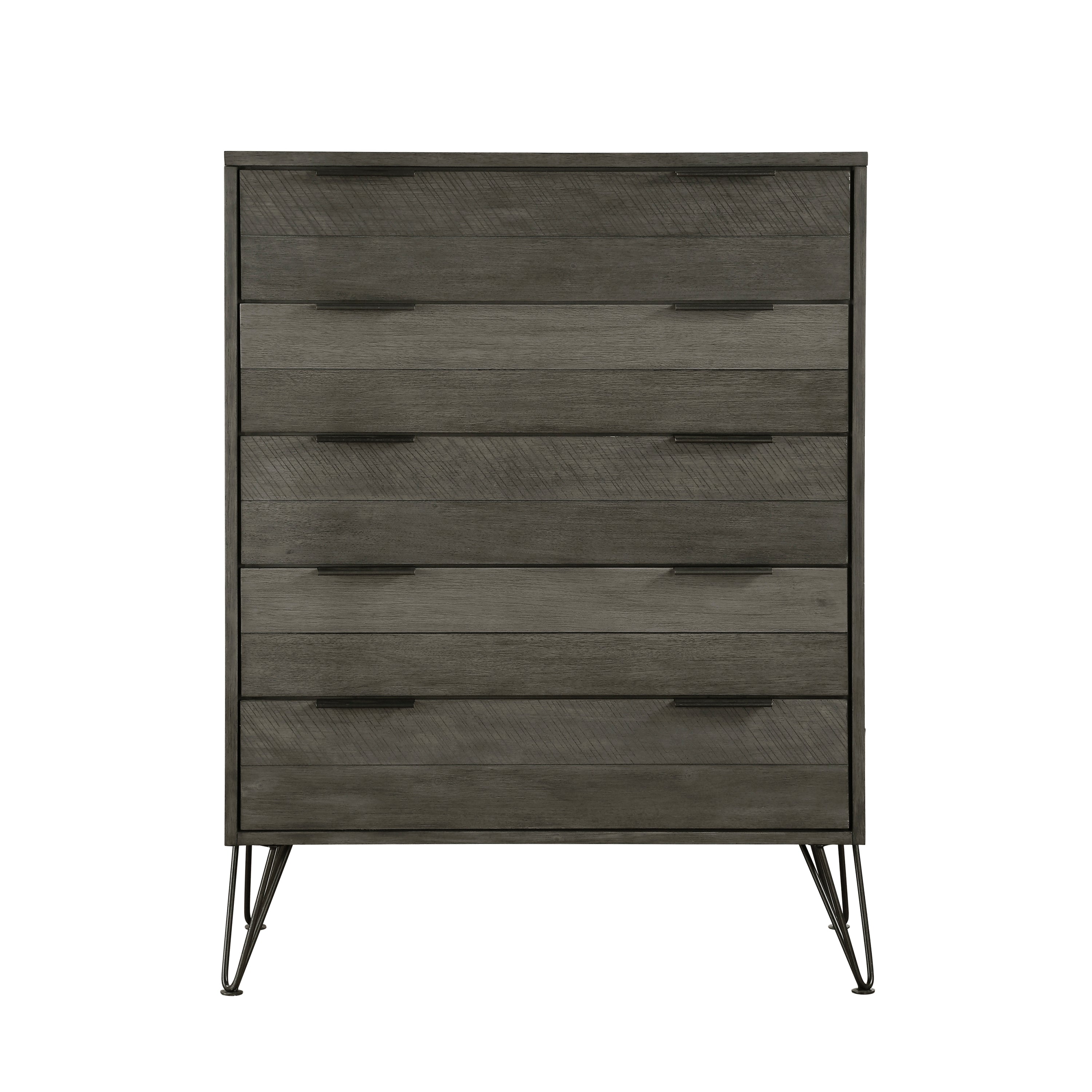 Modern Gray Acacia Chest Drawers Bedroom Furniture