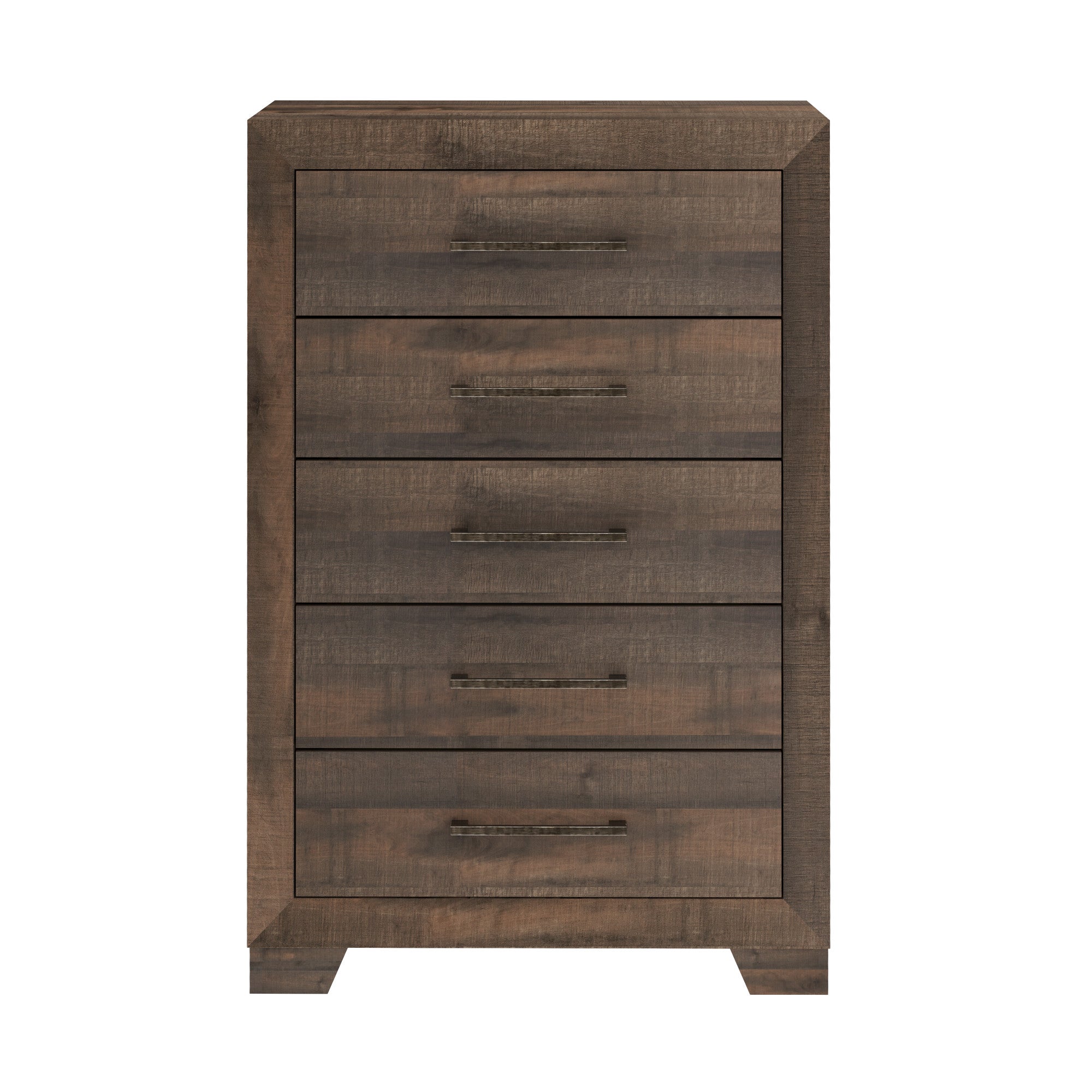 Brown Penny 5-Drawer Wood Chest, Casual Style