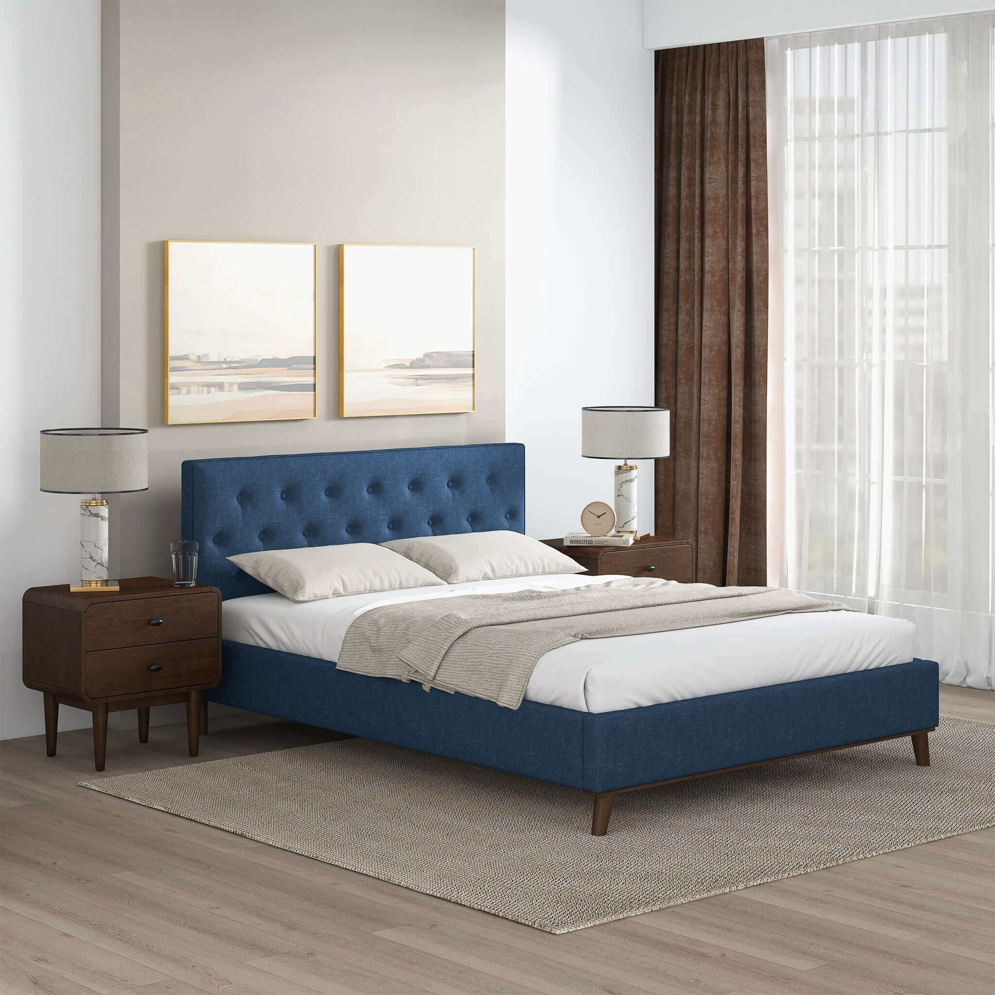 Graceville Velvet Platform Bed - King Size Luxury Furniture
