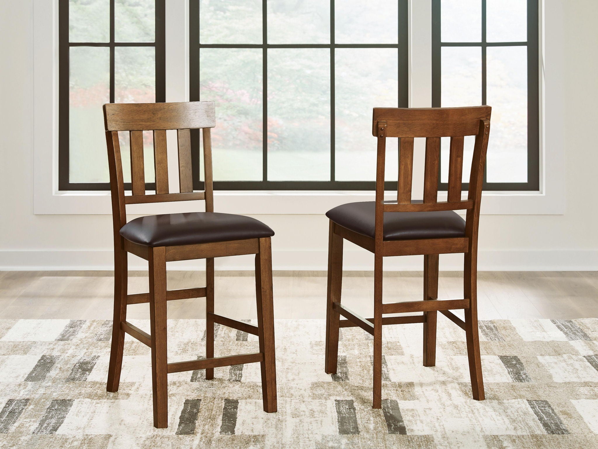 Ralene Medium Brown Upholstered Barstool (Set of 2) - Padded Faux Leather