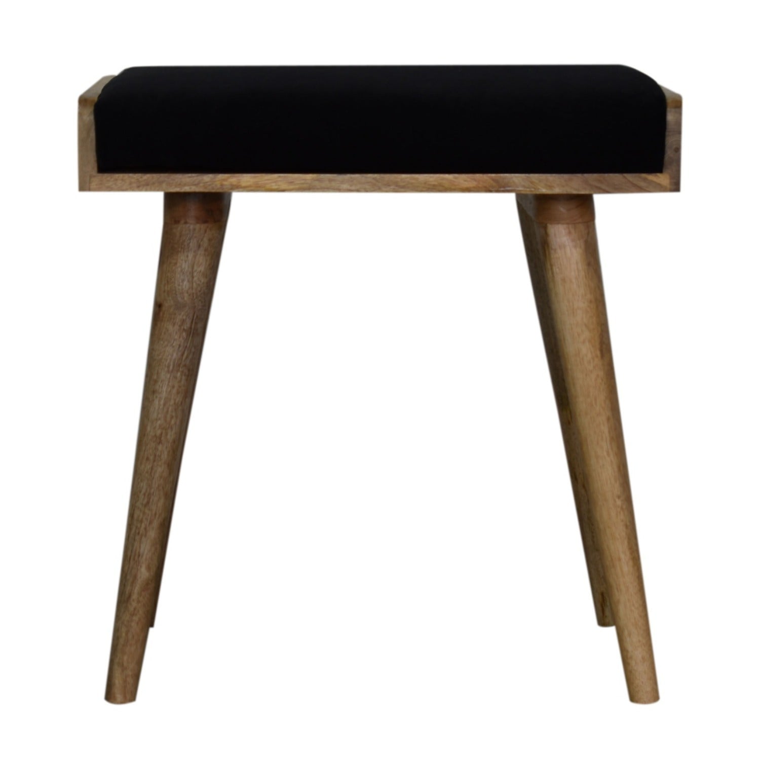 Black Velvet Tray Style Footstool - Elegant & Versatile
