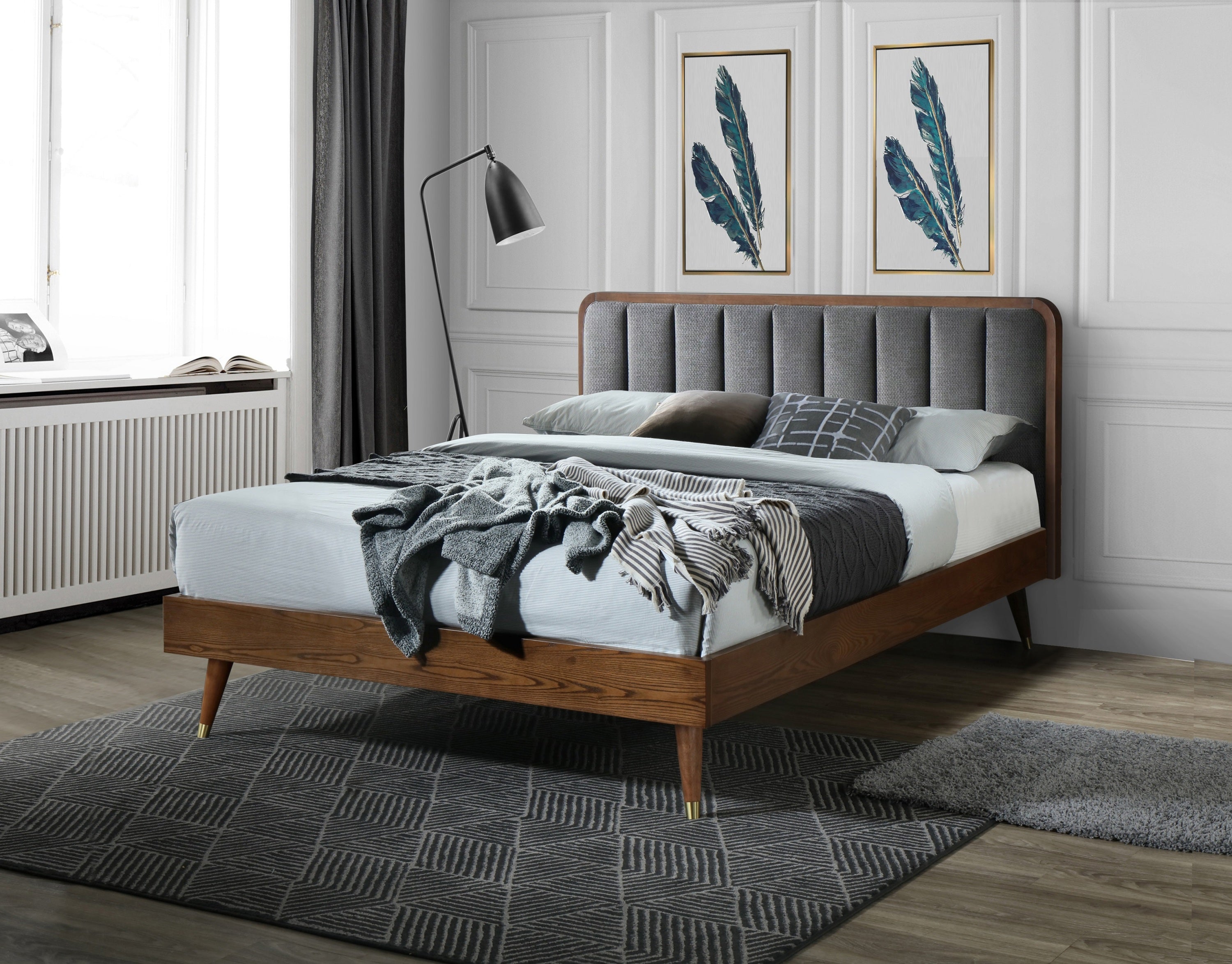 Queen Monte Rosa Platform Bed: Wood & Upholstery