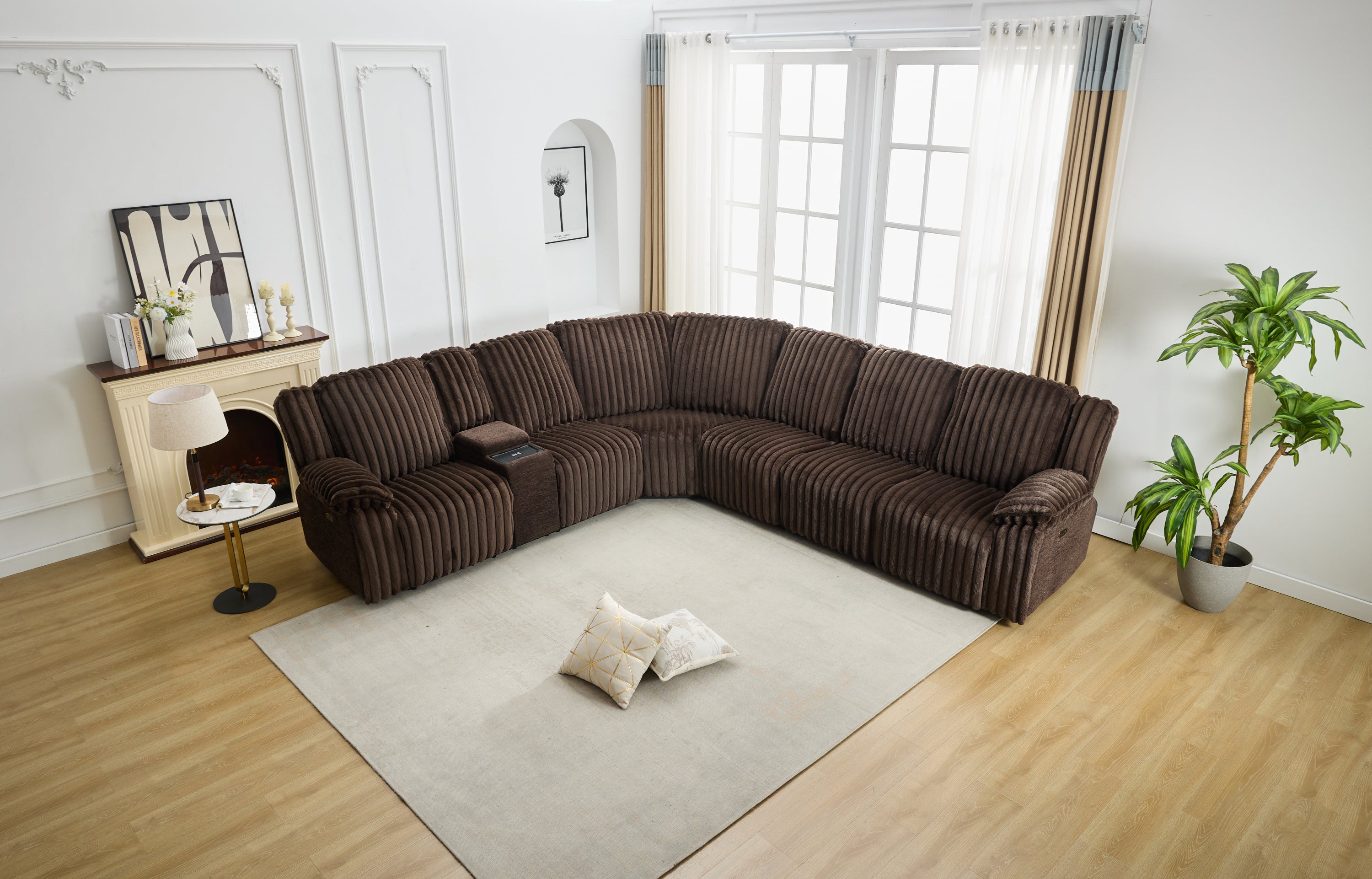 Brown Power Reclining Sectional Sofa M078 - Cozy Comfort