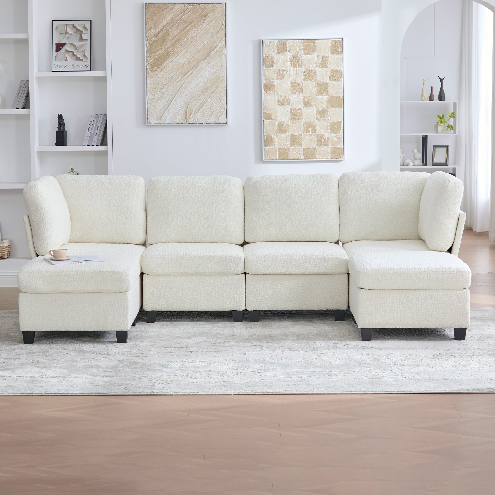 UNITED WE WIN Modular Sofa: 6-Seat U-Shape, Storage Ottoman