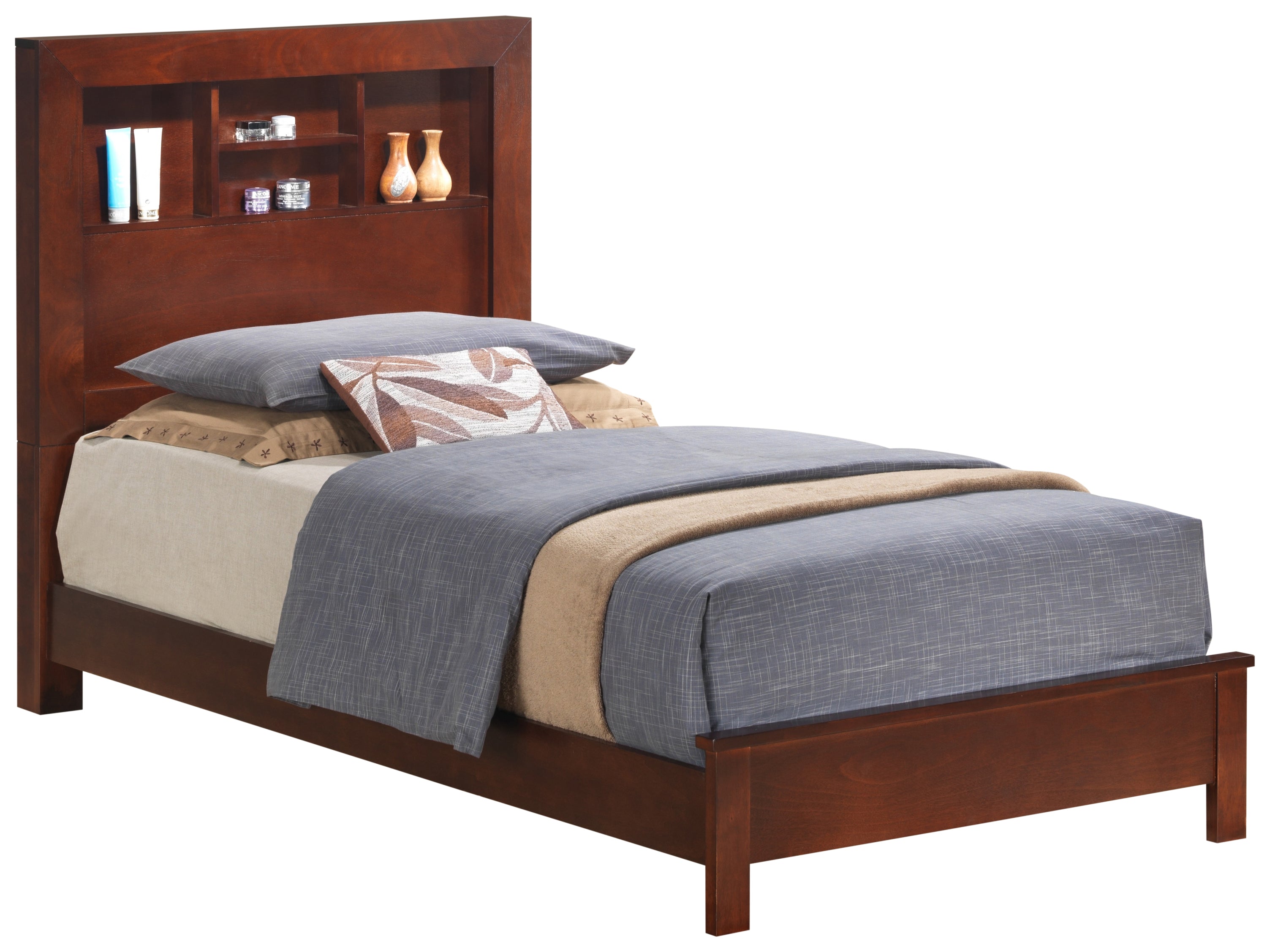 Transitional Cherry Twin Bed: Cozy & Space-Saving Design