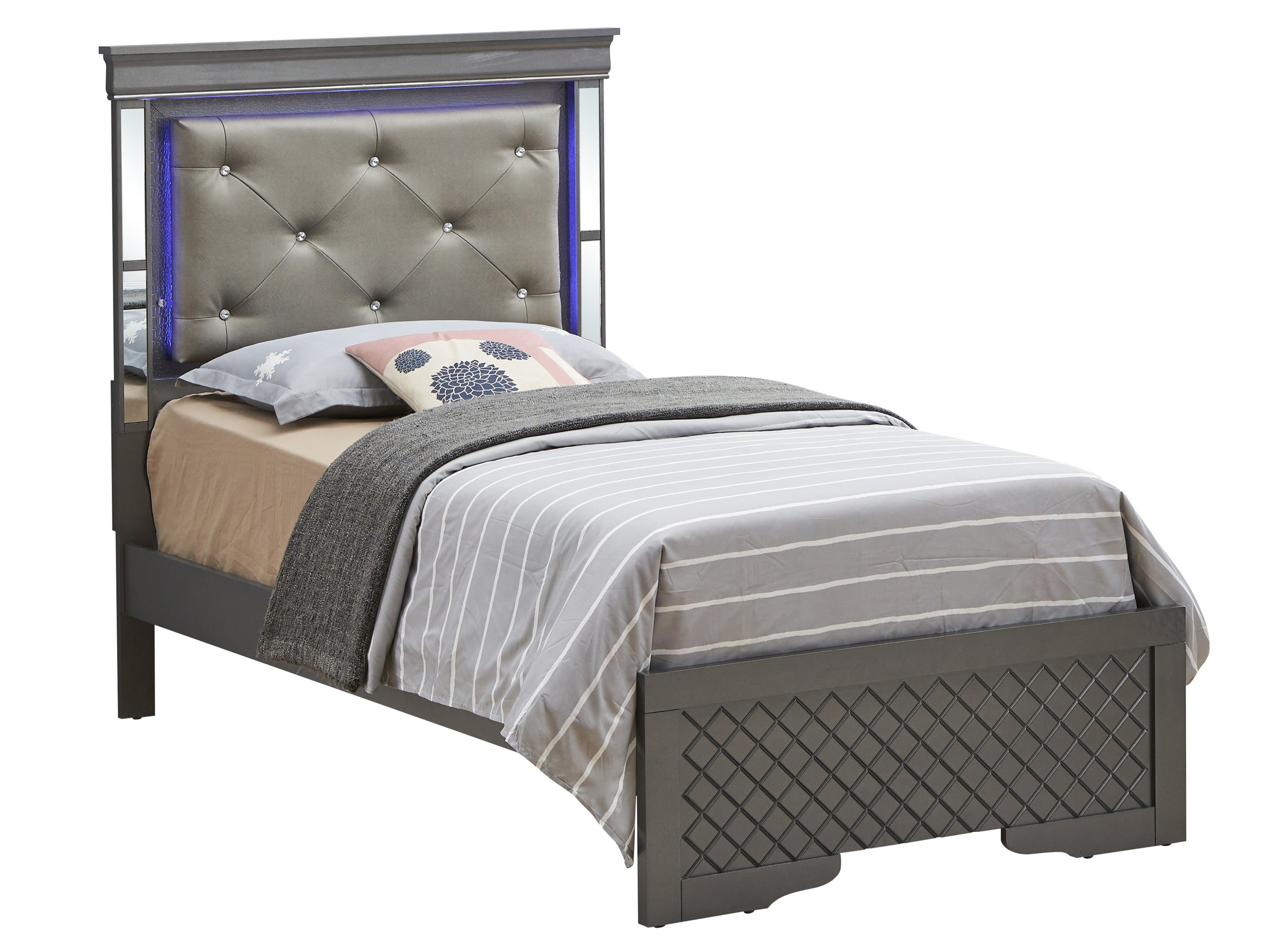 Verona G6702C-TB3 Twin Bed Frame - Stylish Metallic Black Metal Design