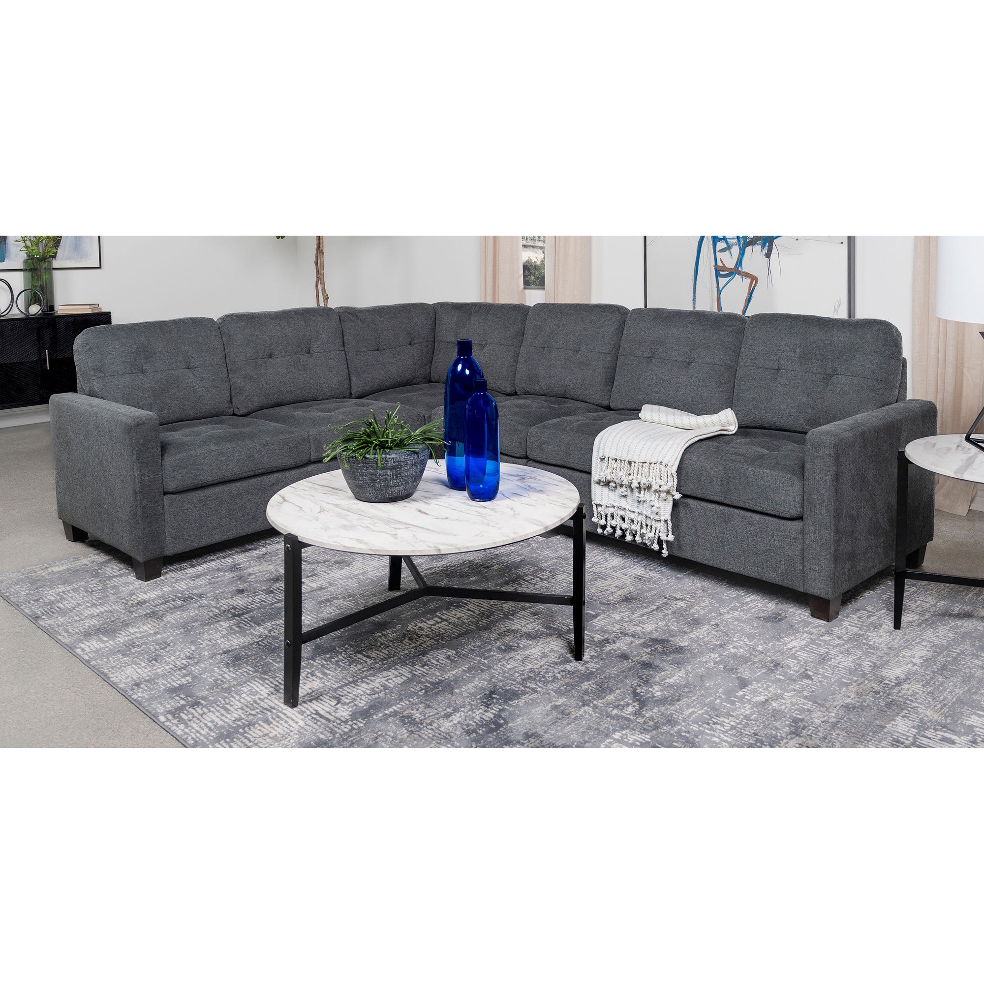 Ashland Steel Grey 4-piece Upholstered Sectional Sofa