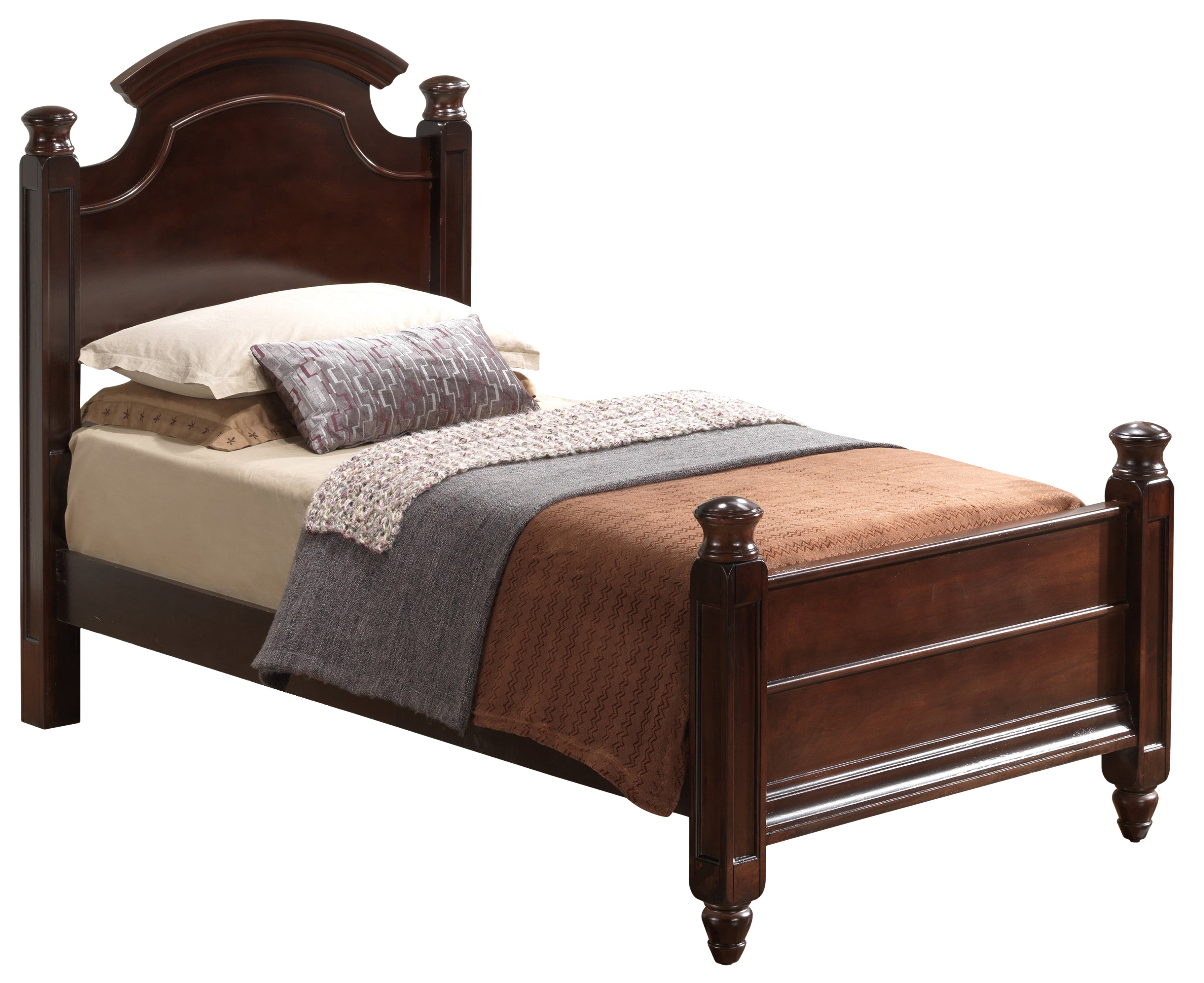 Cappuccino Twin Bed: Elegant Traditional Style Frame