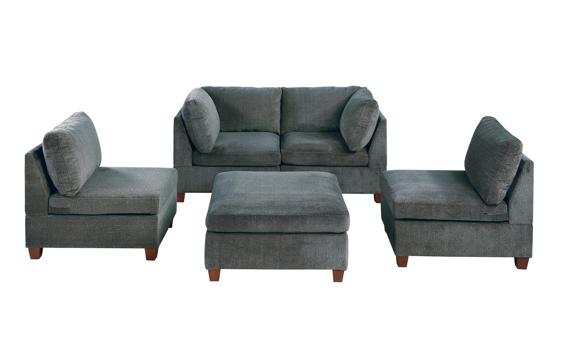 MODULA Gray 5PC Sectional Sofa Set - Modern Living Room