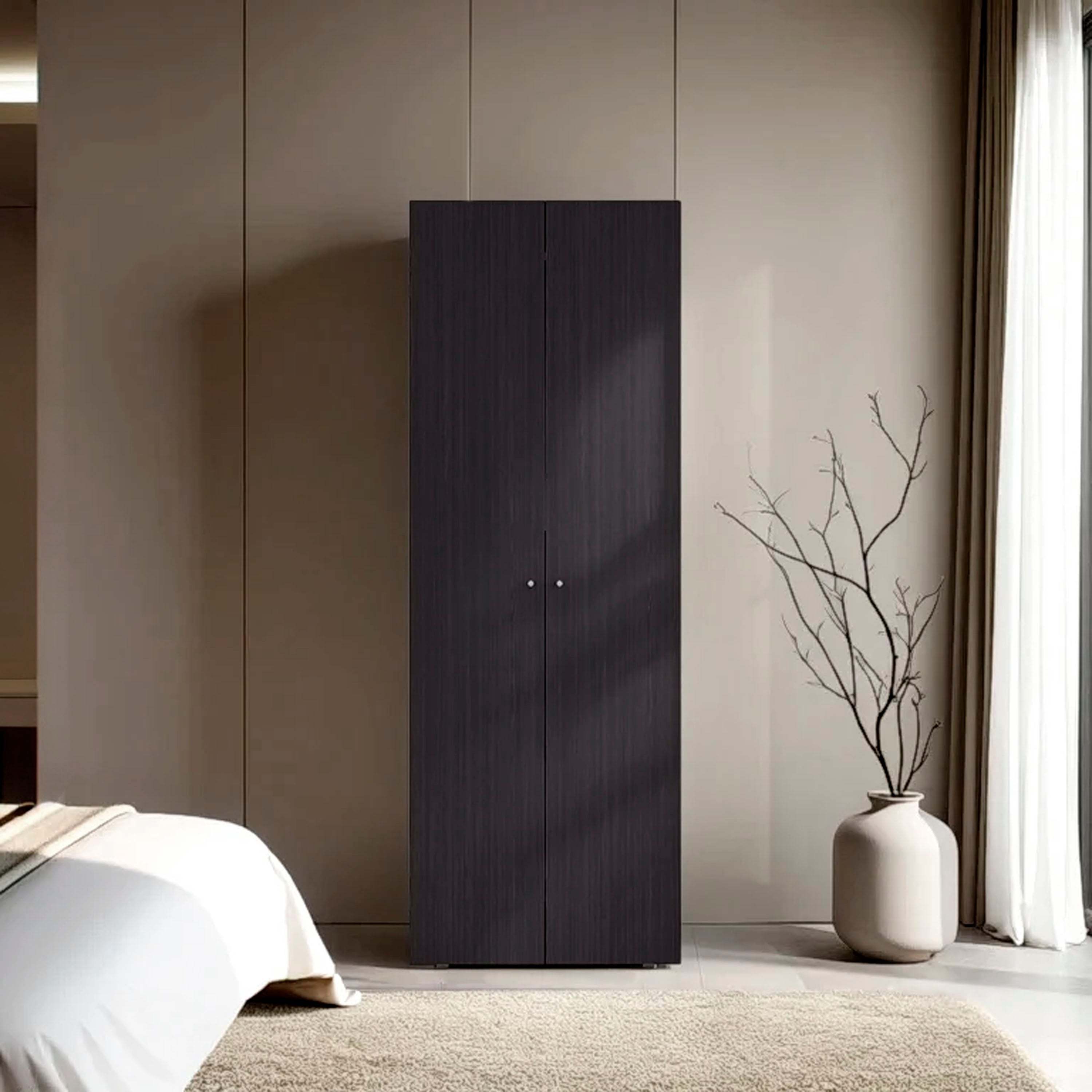 Wenge Tall 2-Door Wardrobe Cabinet | Modern Bedroom Storage