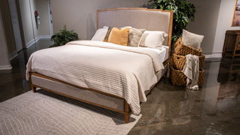 Sharlance - Green / Brown - Queen Upholstered Panel Footboard/Rails/Slats