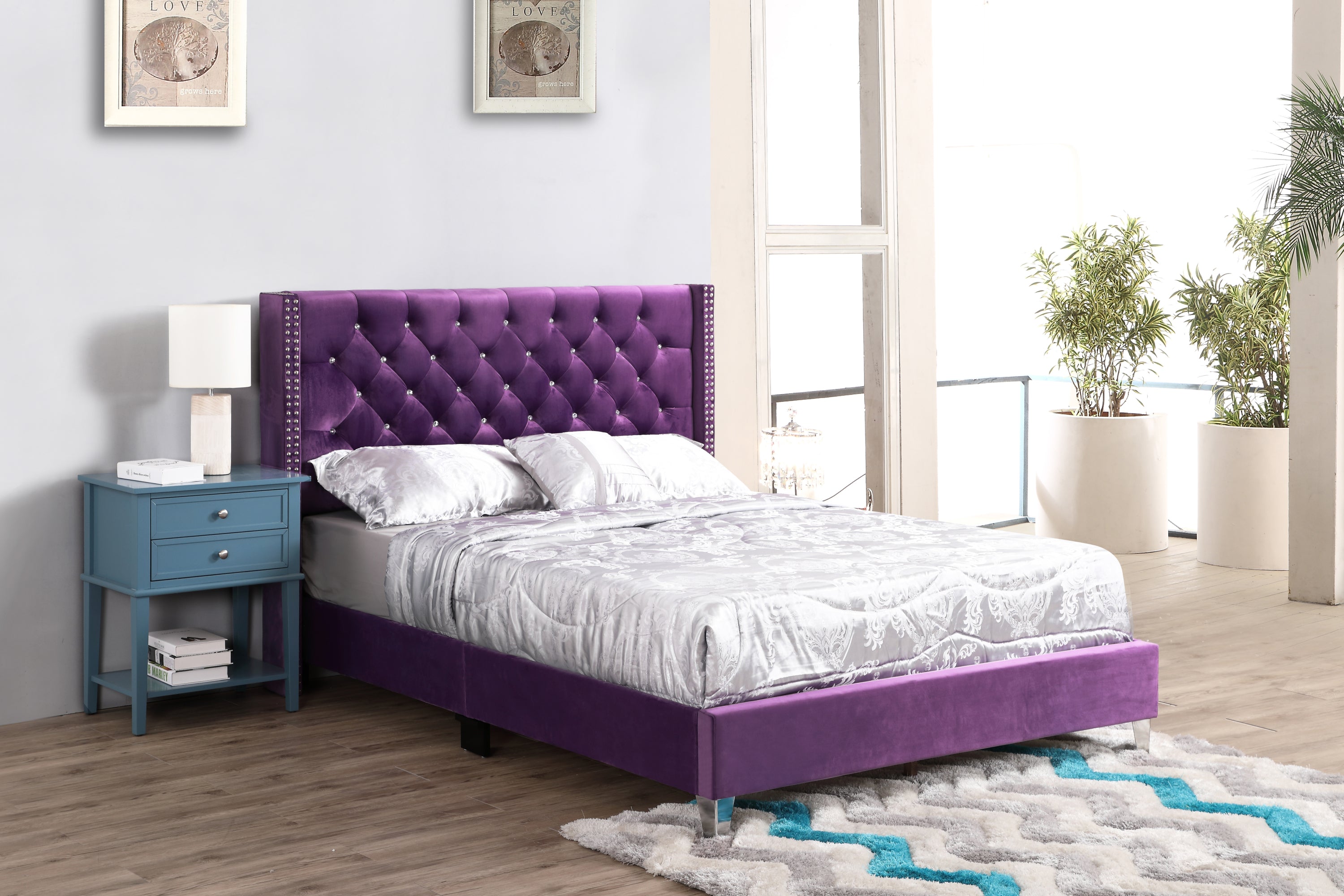 Purple Full Bed: Charming Transitional Style
