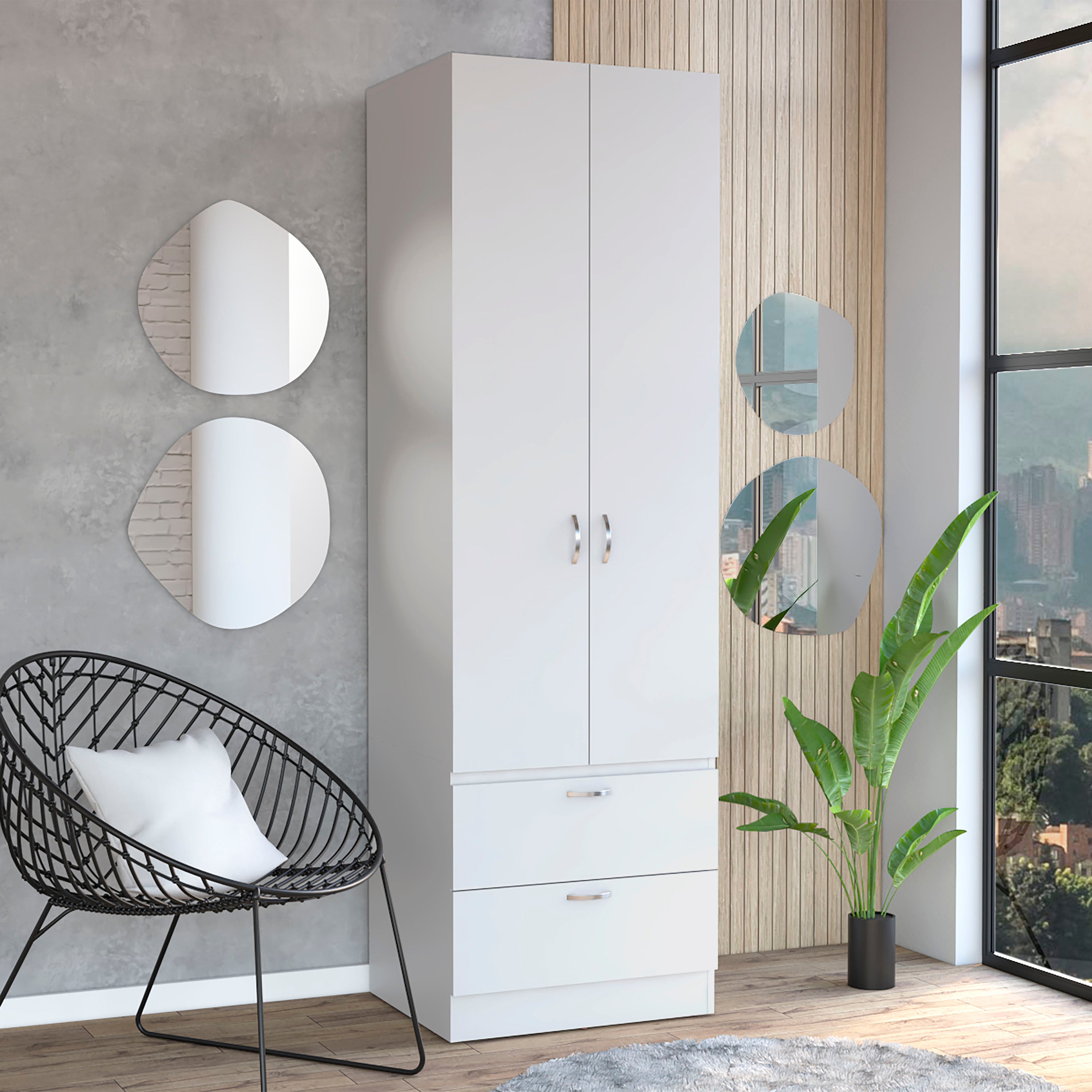 Vico 76" High Armoire Wardrobe: Clothes Storage & Drawers