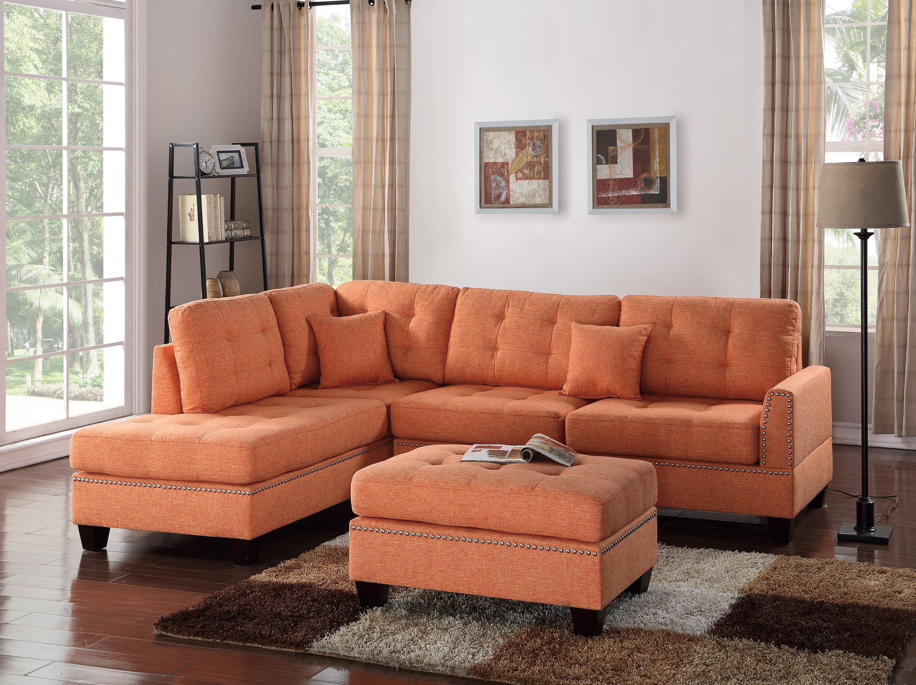 Citrus Reversible Sectional Sofa Set w/ Ottoman