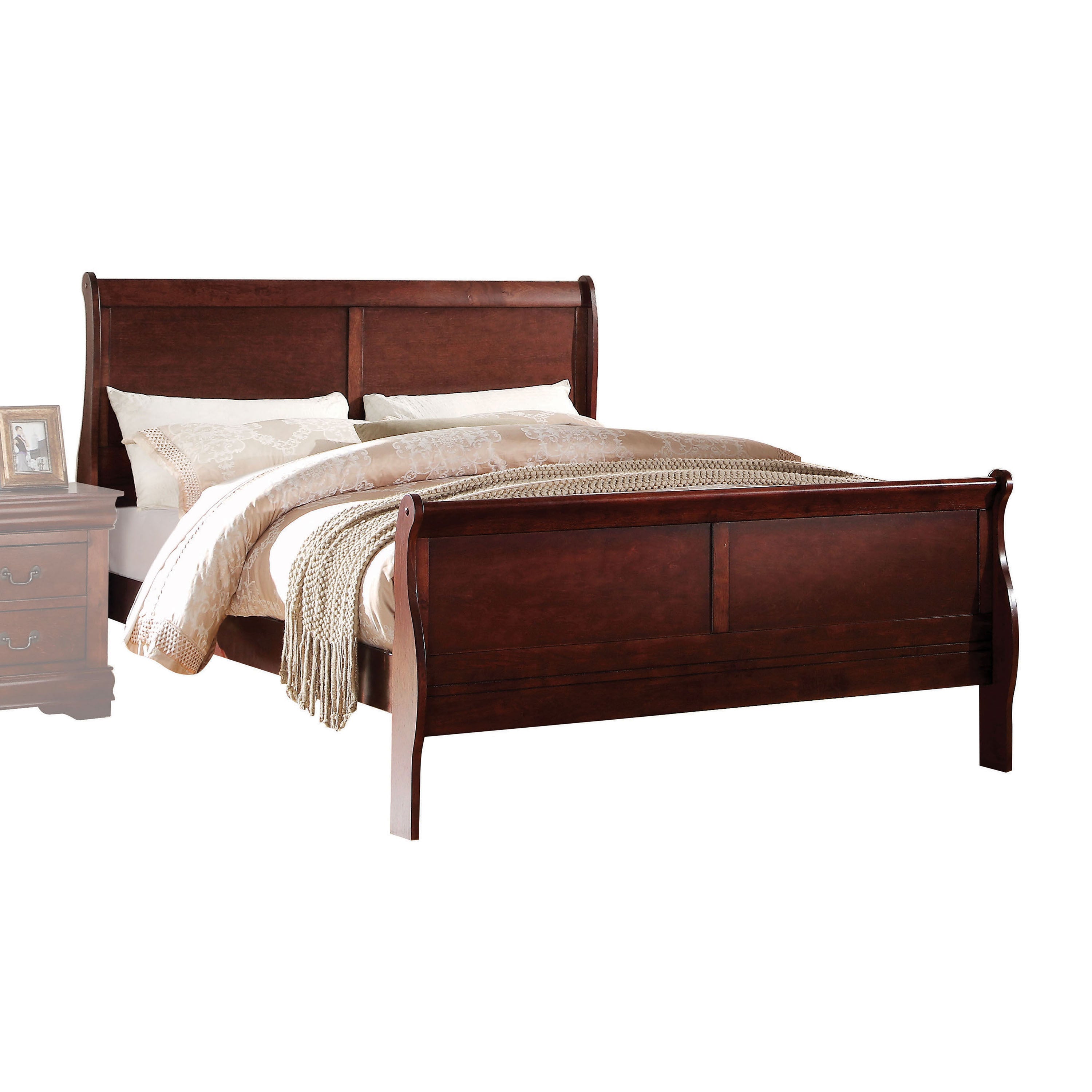 Louis Philippe Cherry Finish Twin Wood Bed Frame - Classic Style
