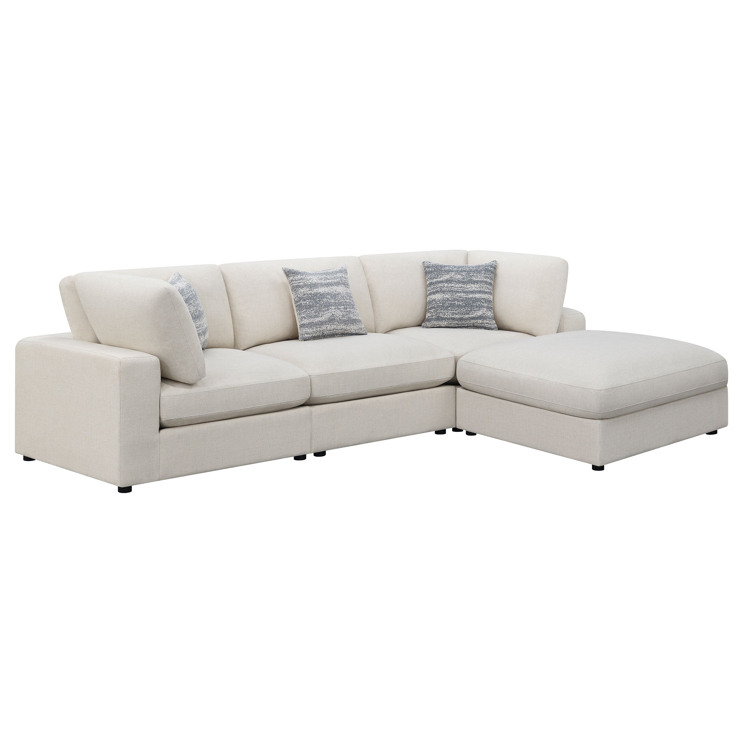 Rhette Beige 4-Piece Upholstered Sectional + Ottoman