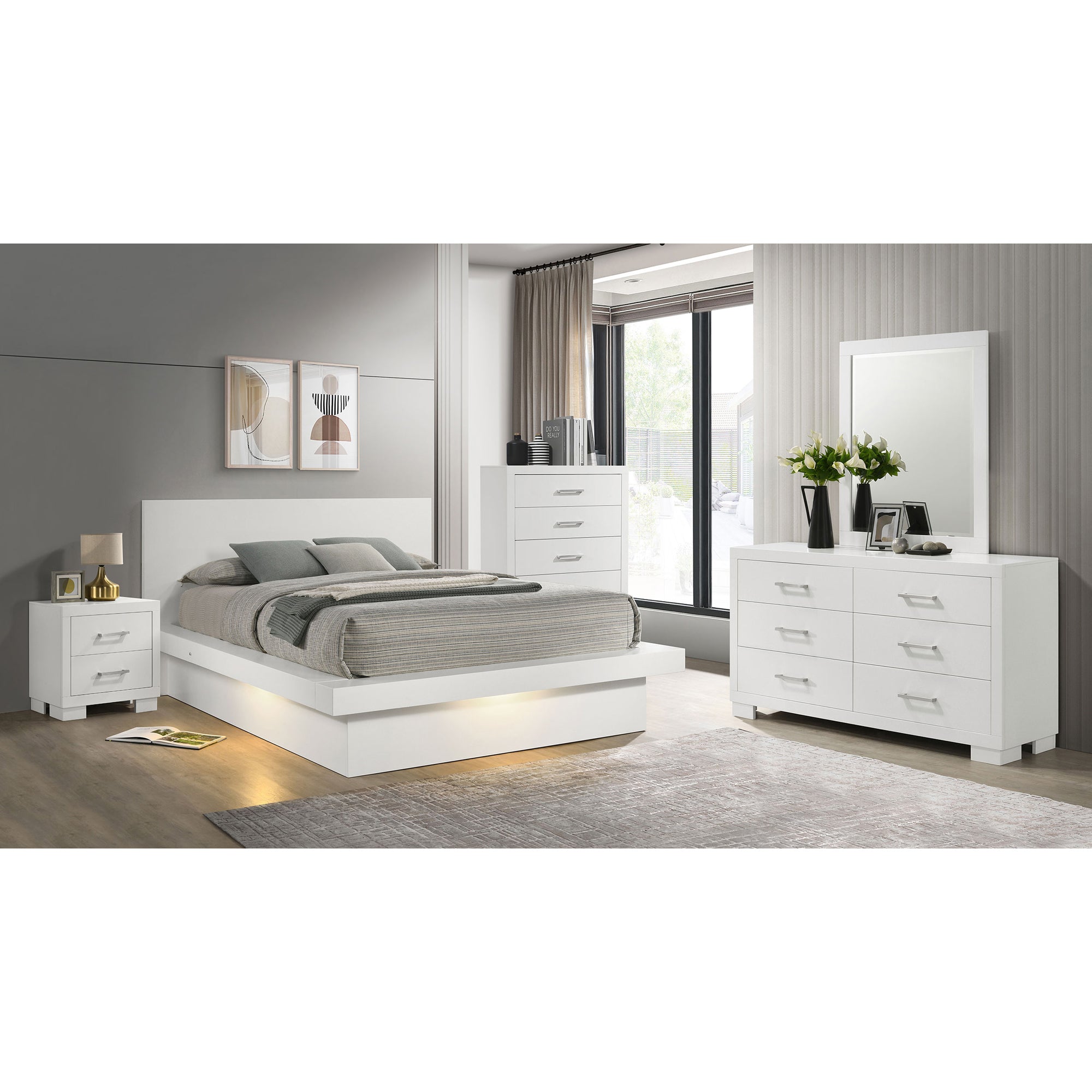 Tokyo Snow White Queen 5-Pc Bedroom Set | Elegant Modern Design