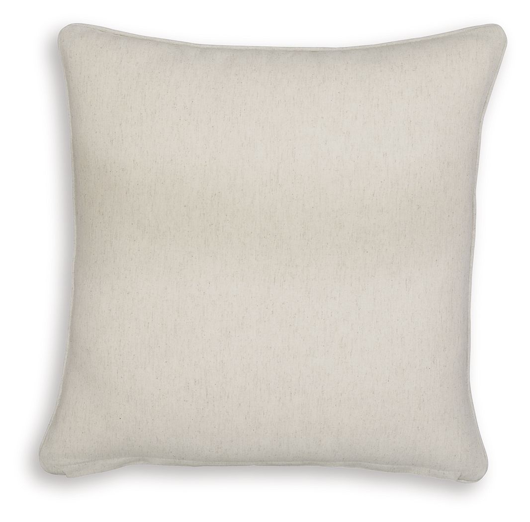 Square solid beige decorative pillow with smooth front and tailored edges