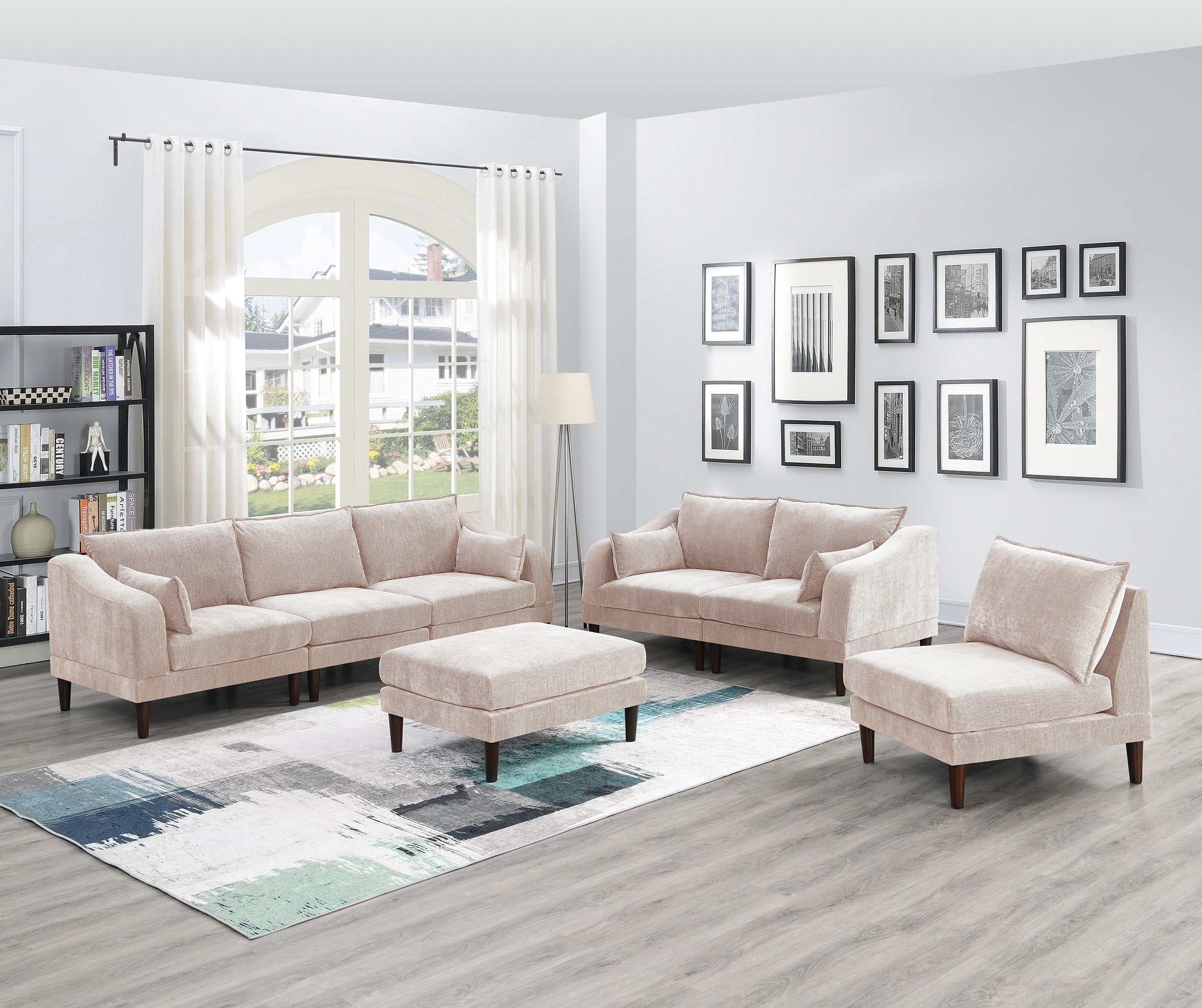 Beautiful Blush Pink 6pc Modular Sofa Morgan Fabric