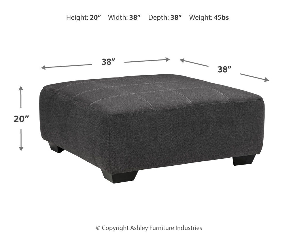 Slate gray oversized accent ottoman with tufted top and short block legs
