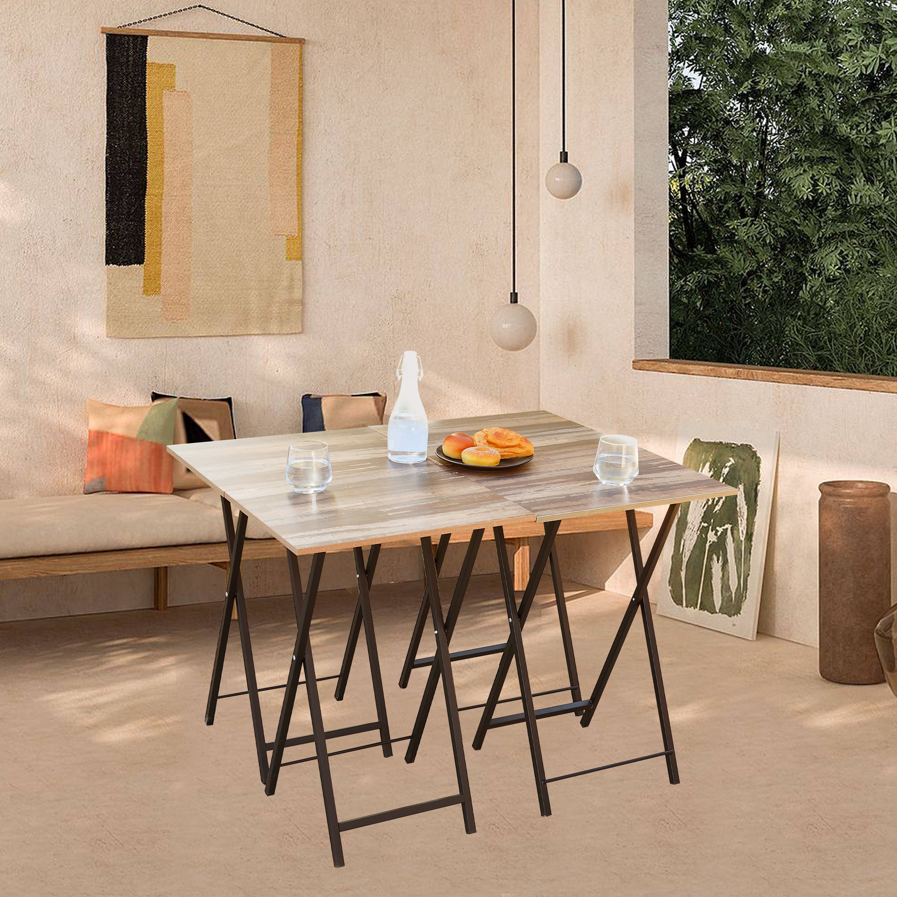 Folding TV Trays Set of 4 w/ Stand | Snack Table