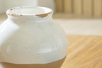 Vercott white ceramic vase with crackle glaze, close view of flared rim