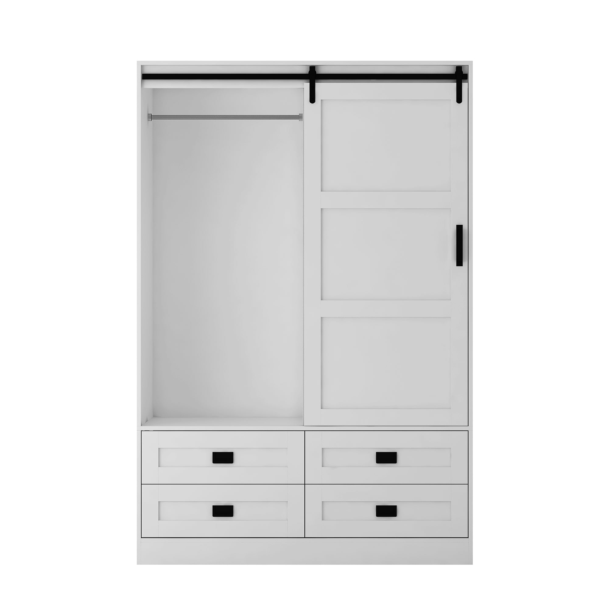 Rustic Armoire Wardrobe with Hanging Rod & Drawers