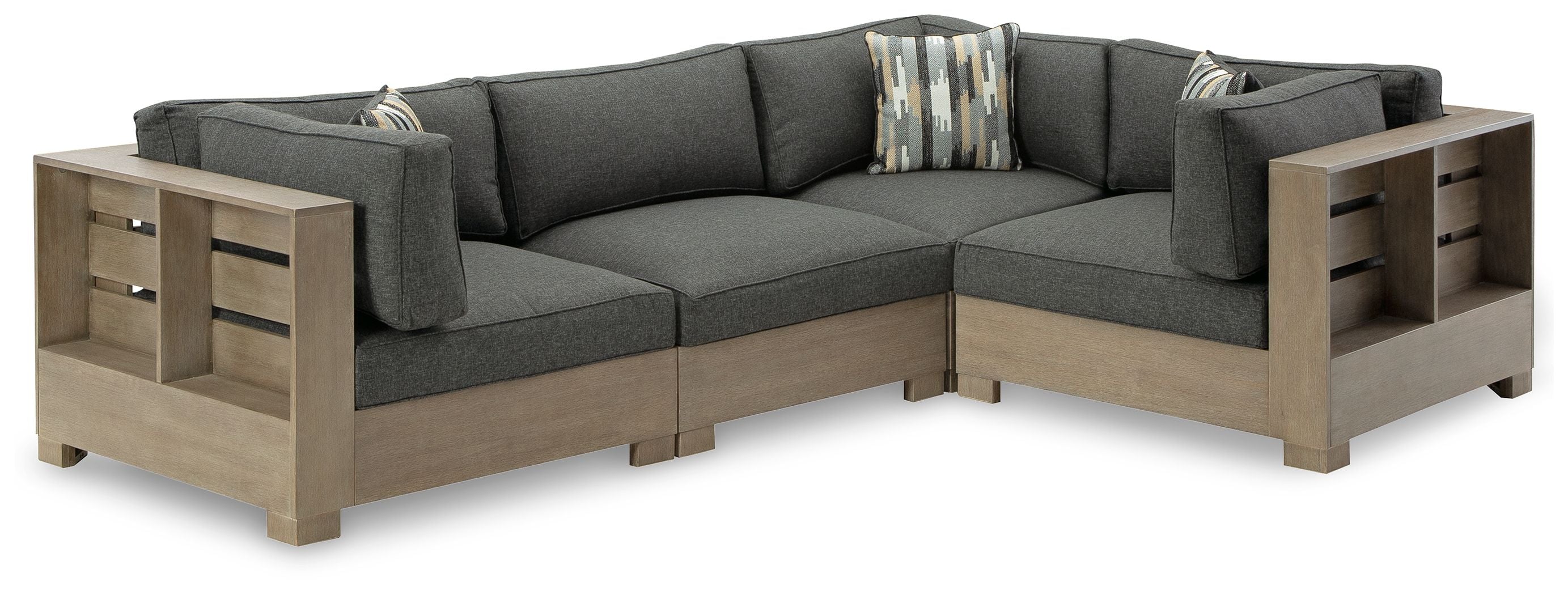Citrine Park - Brown - 4-Piece Outdoor Sectional-Stationary Sectionals-American Furniture Outlet