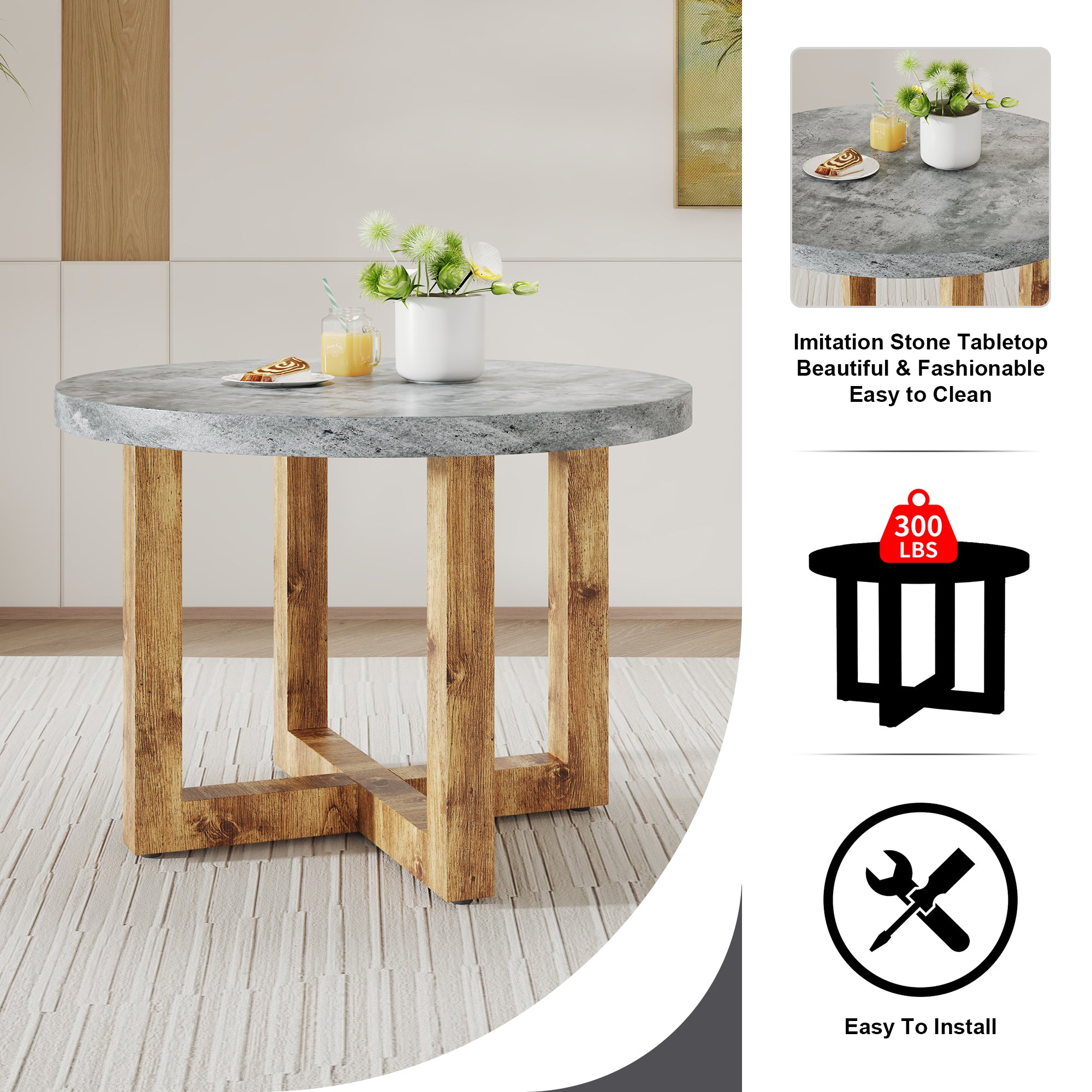 Modern Circular Dining Table & 4 Chairs Set | CT-403