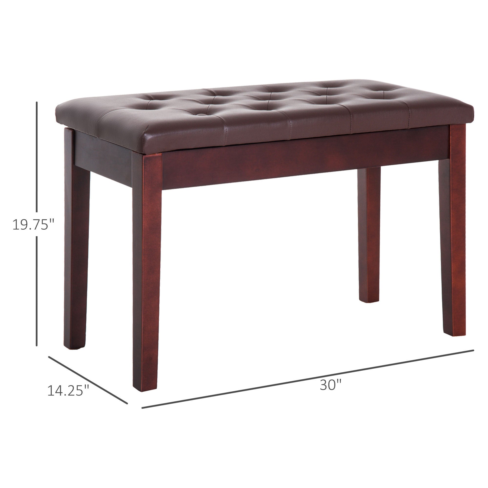 Duet Piano Bench - Faux Leather Padded Seat