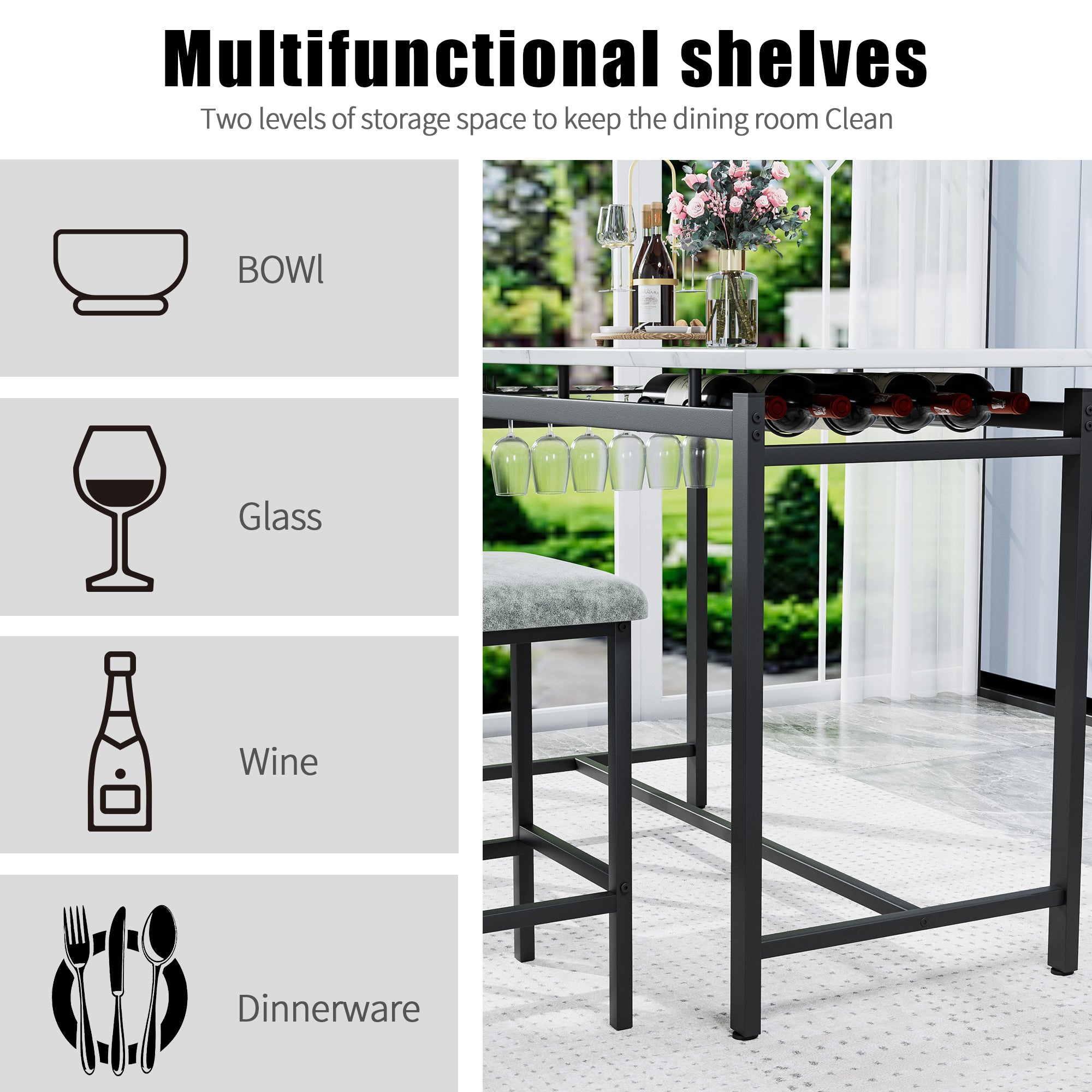 3 Piece Dining Table Set for Small Spaces