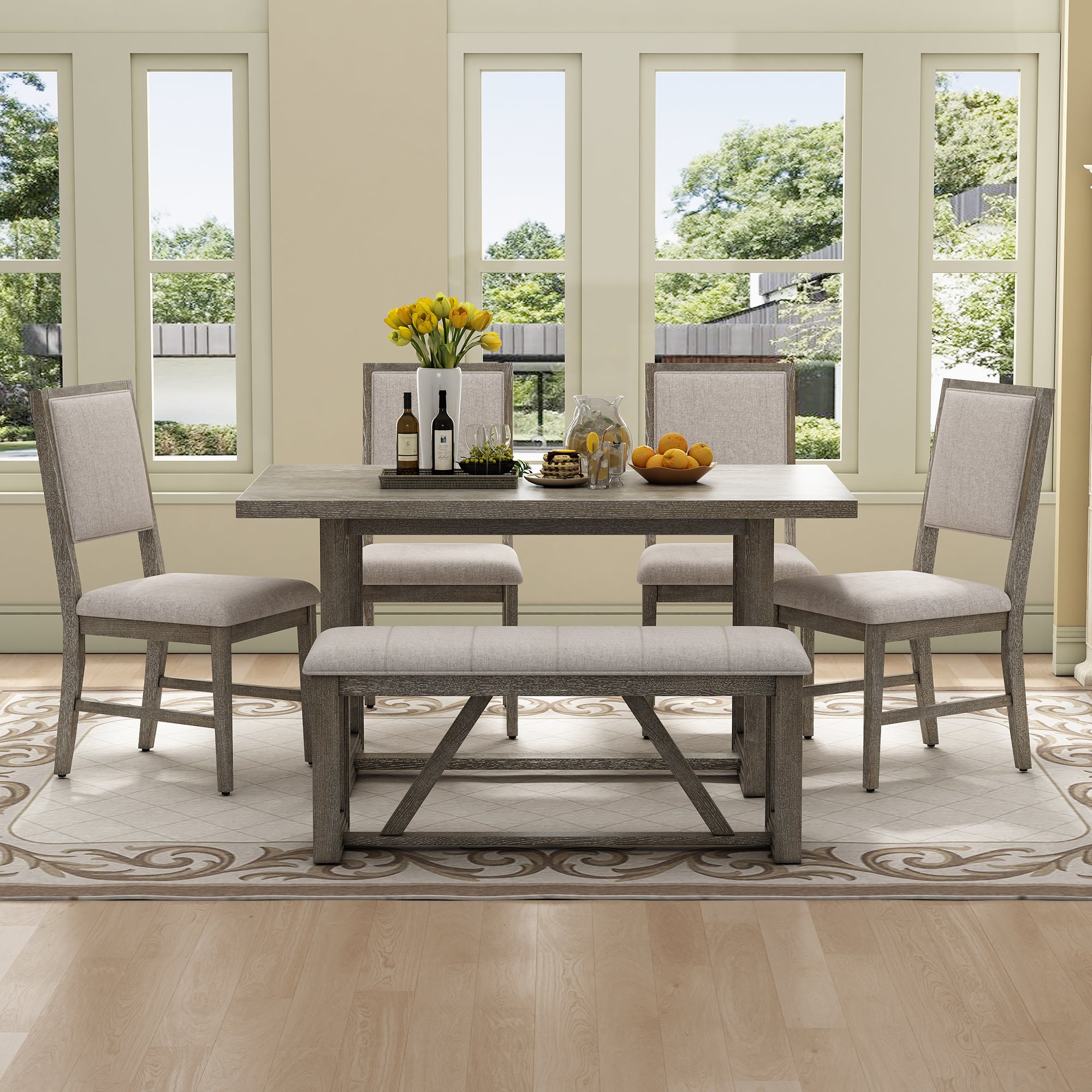 6-Pc Retro Dining Set Gray
