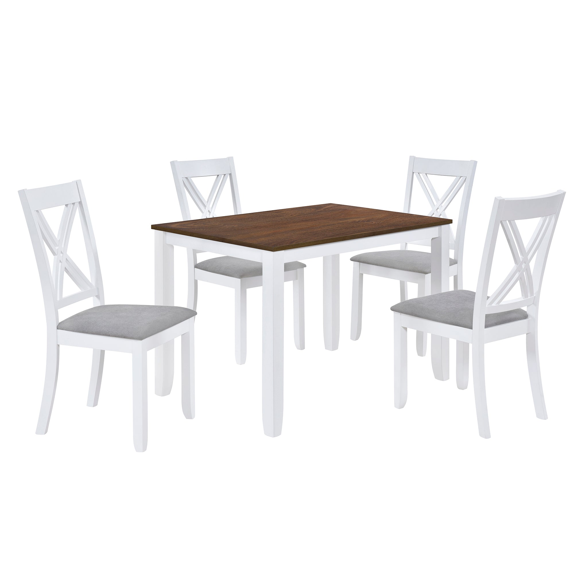 Rustic Wood Dining Set for 4 - White