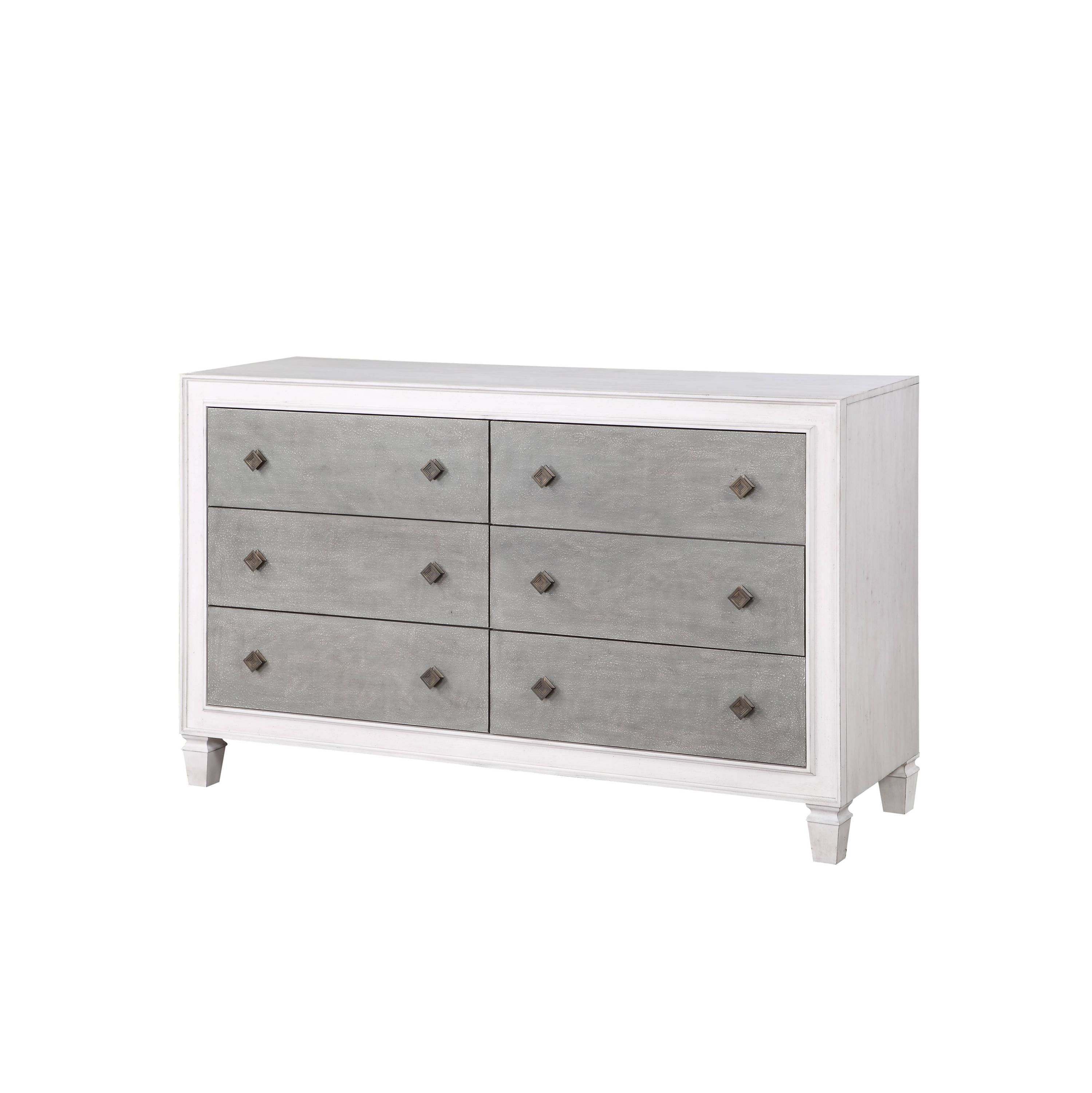 Katia Rustic Gray Weathered White Finish Dresser