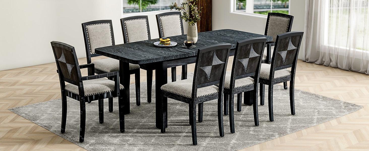 Rustic Farmhouse 9-Piece Extendable Dining Set