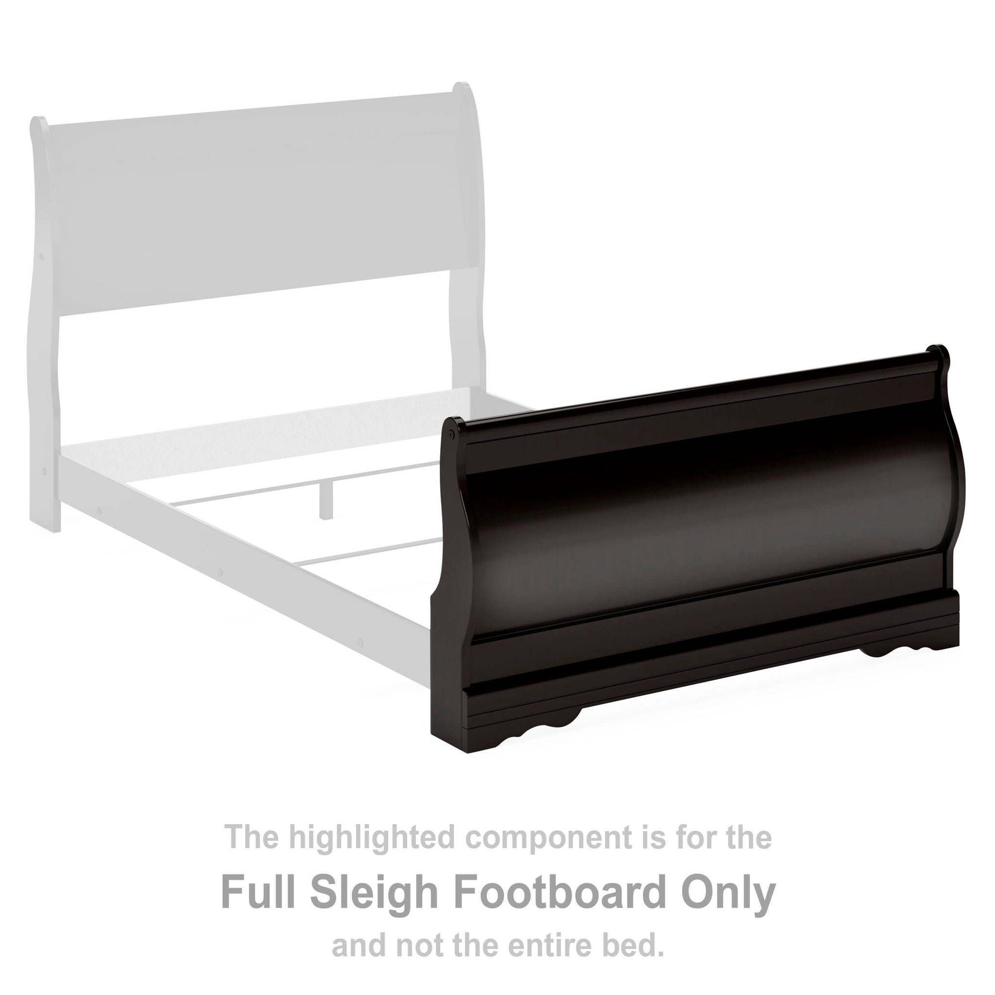 Black sleigh footboard with curved top and panel detailing