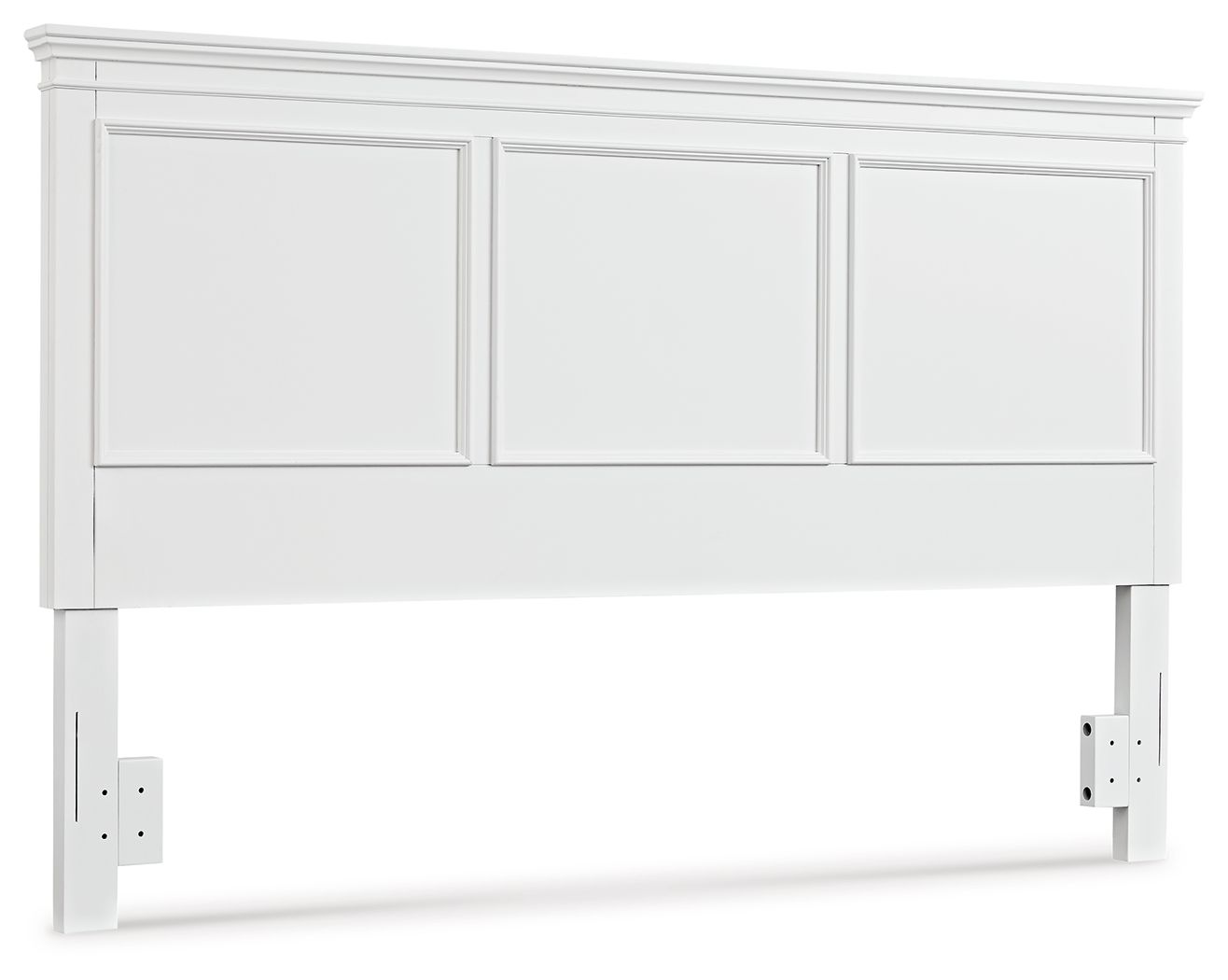 White panel headboard with three rectangular panels and side posts for king/Cal king beds