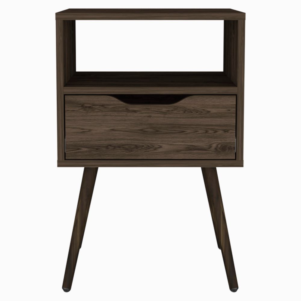Otom Nightstand w/ Drawer & Shelf - Dark Walnut